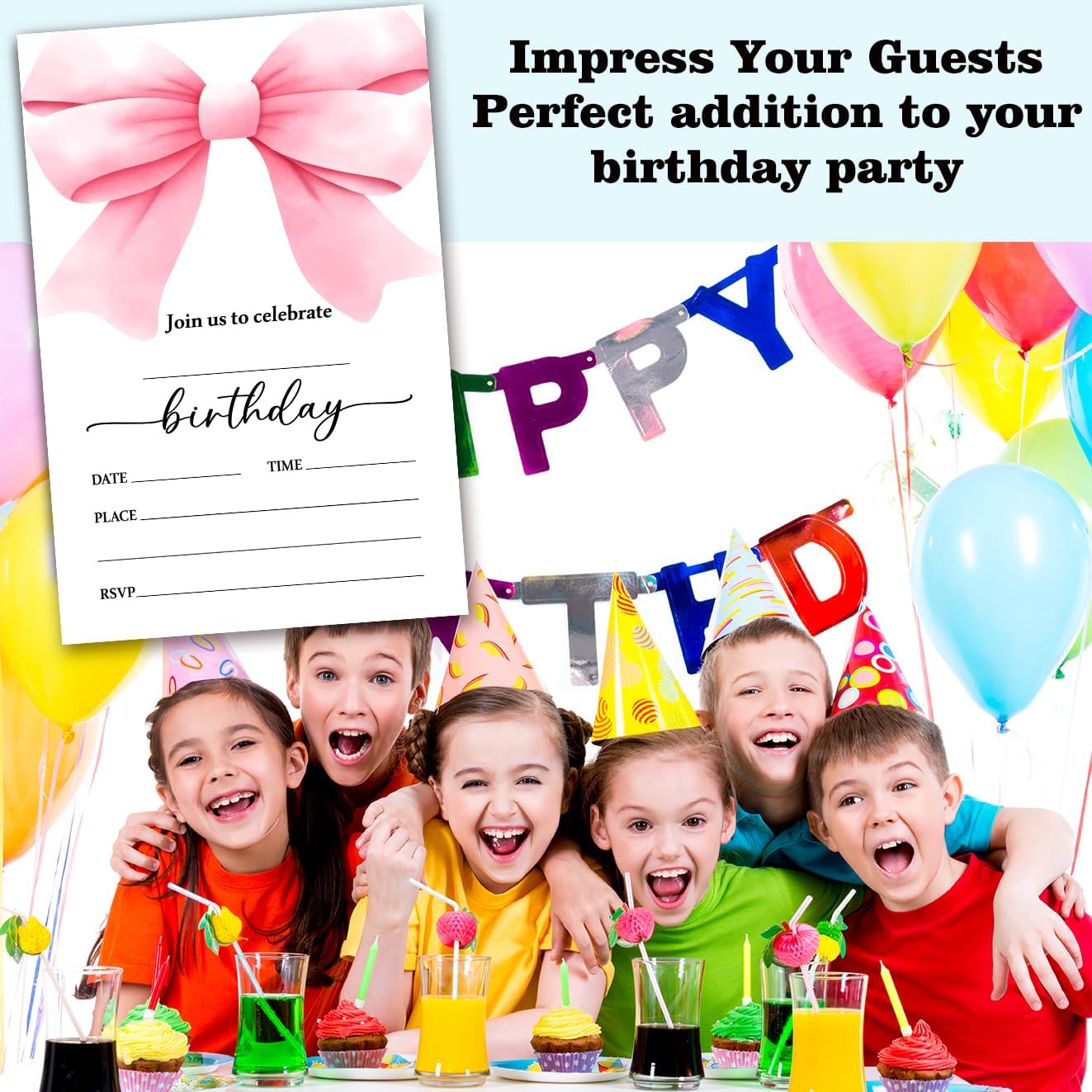 Pink Bow Birthday Invitation Cards for Girls Adults Teens Set 03