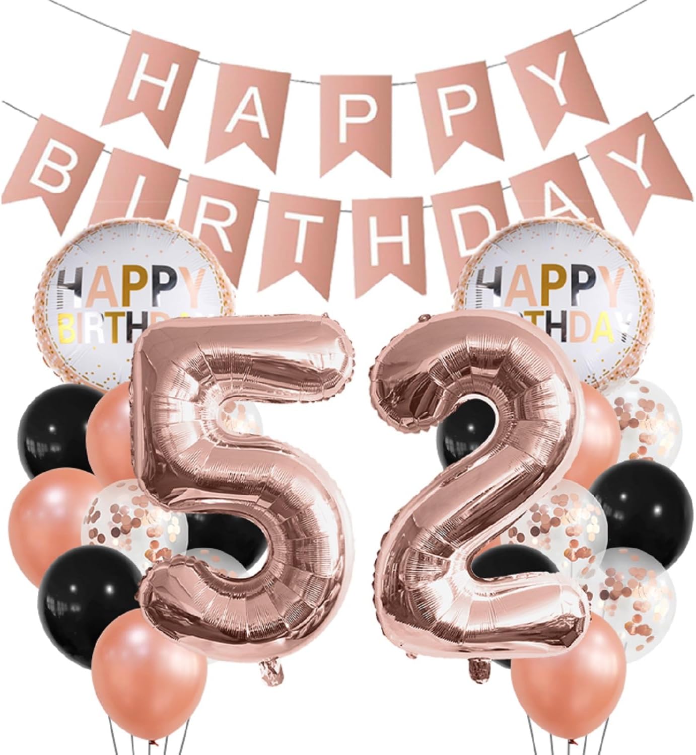 Rose Gold 52 Birthday Foil Balloons Decorations