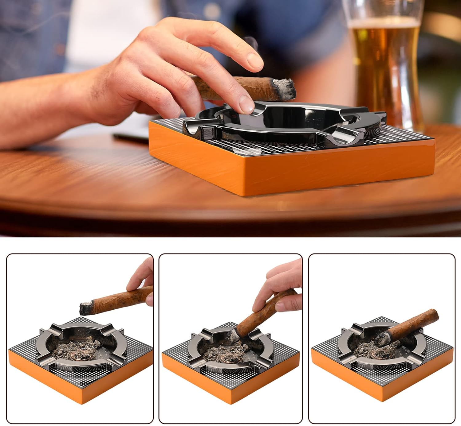 Stylish Metal Cigar Ashtray for Outdoor Use