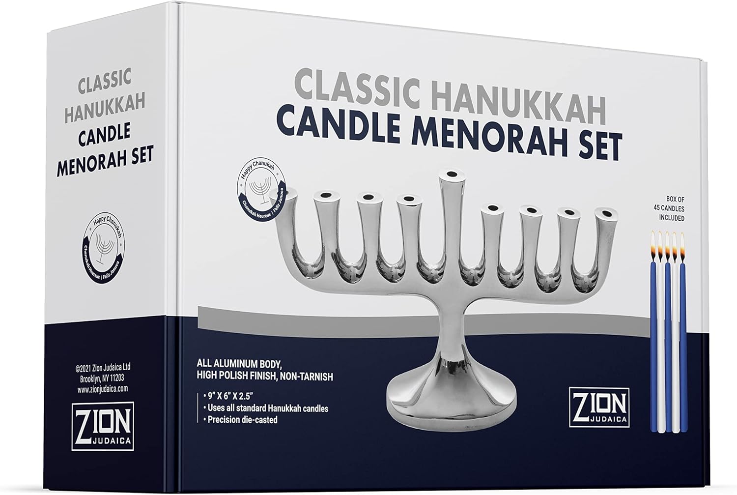 Stunning Sleek Designers Menorah with Candle Set