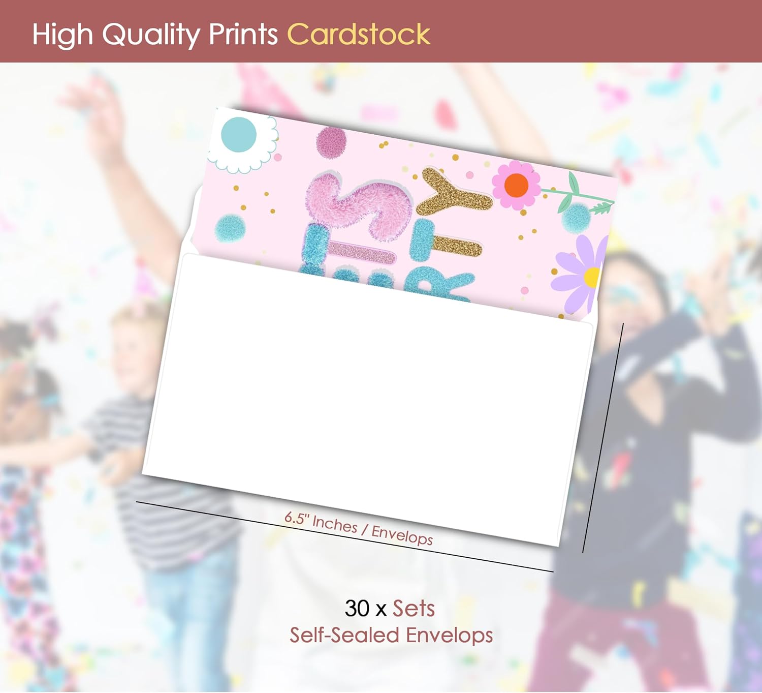 Preppy Patches Birthday Invites for Girls 30 Sets with Envelopes