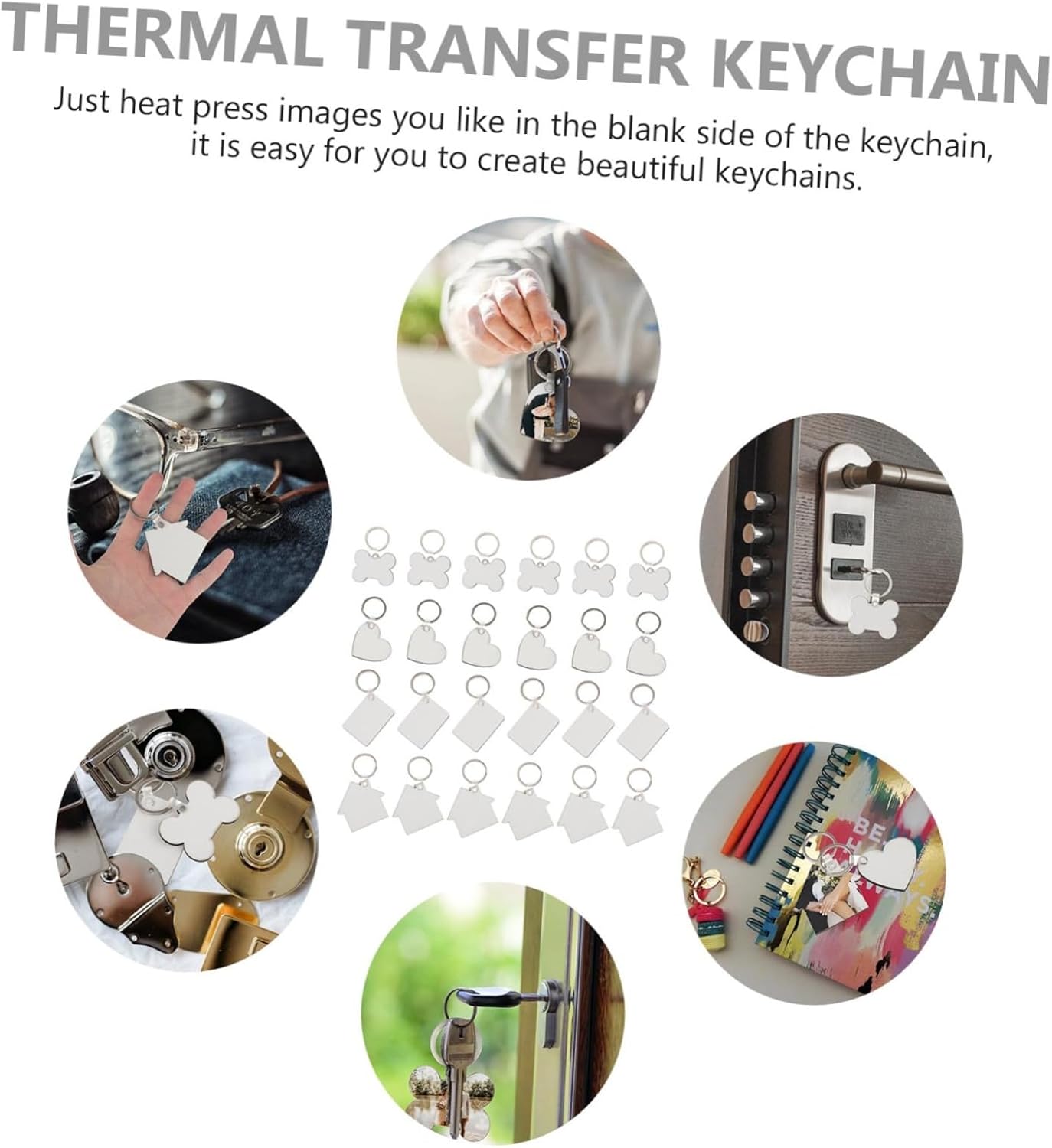 36Pcs Sublimation Blank Keychain Kit for Custom Keychains