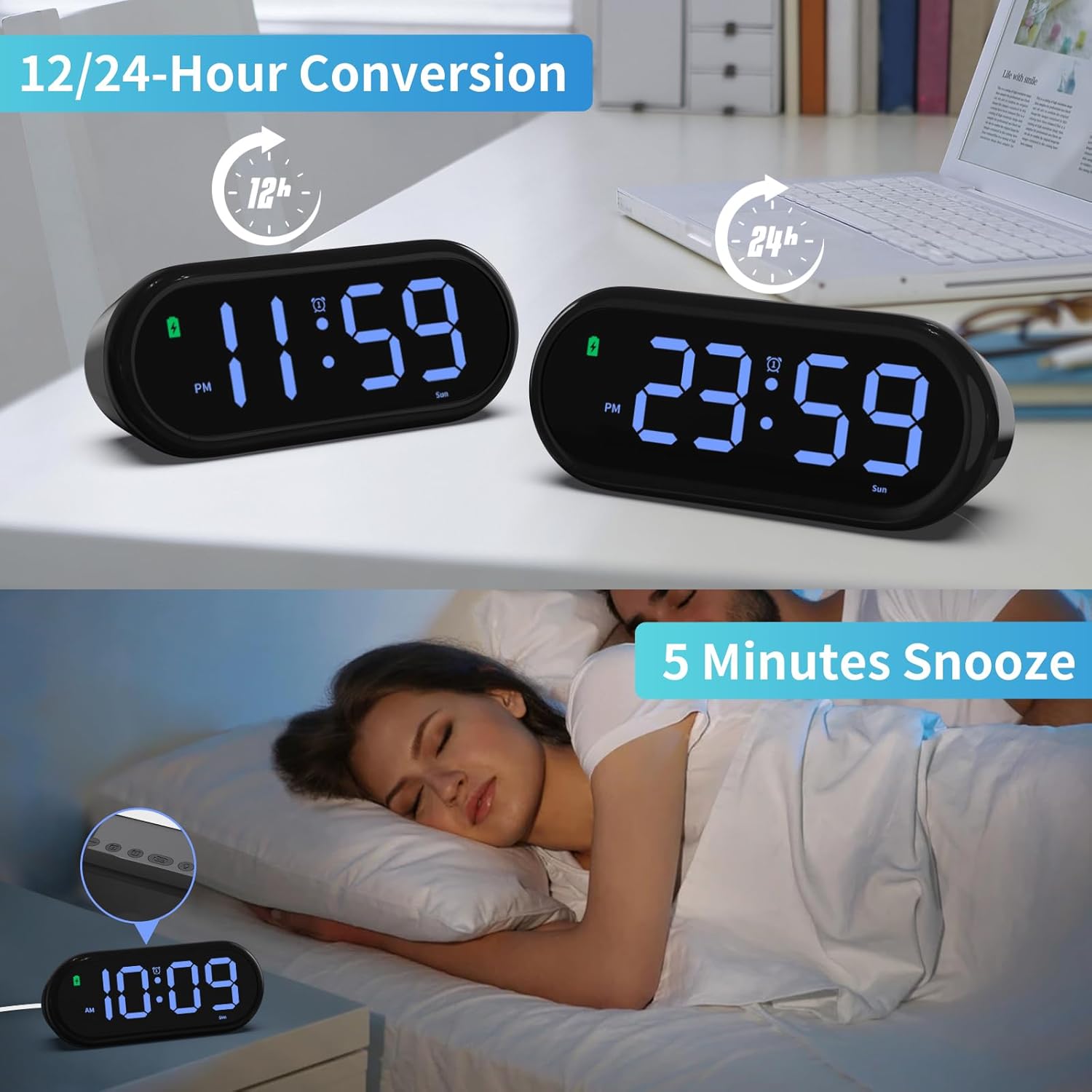 Oviouit Digital Clock with Dual Alarms and Timer