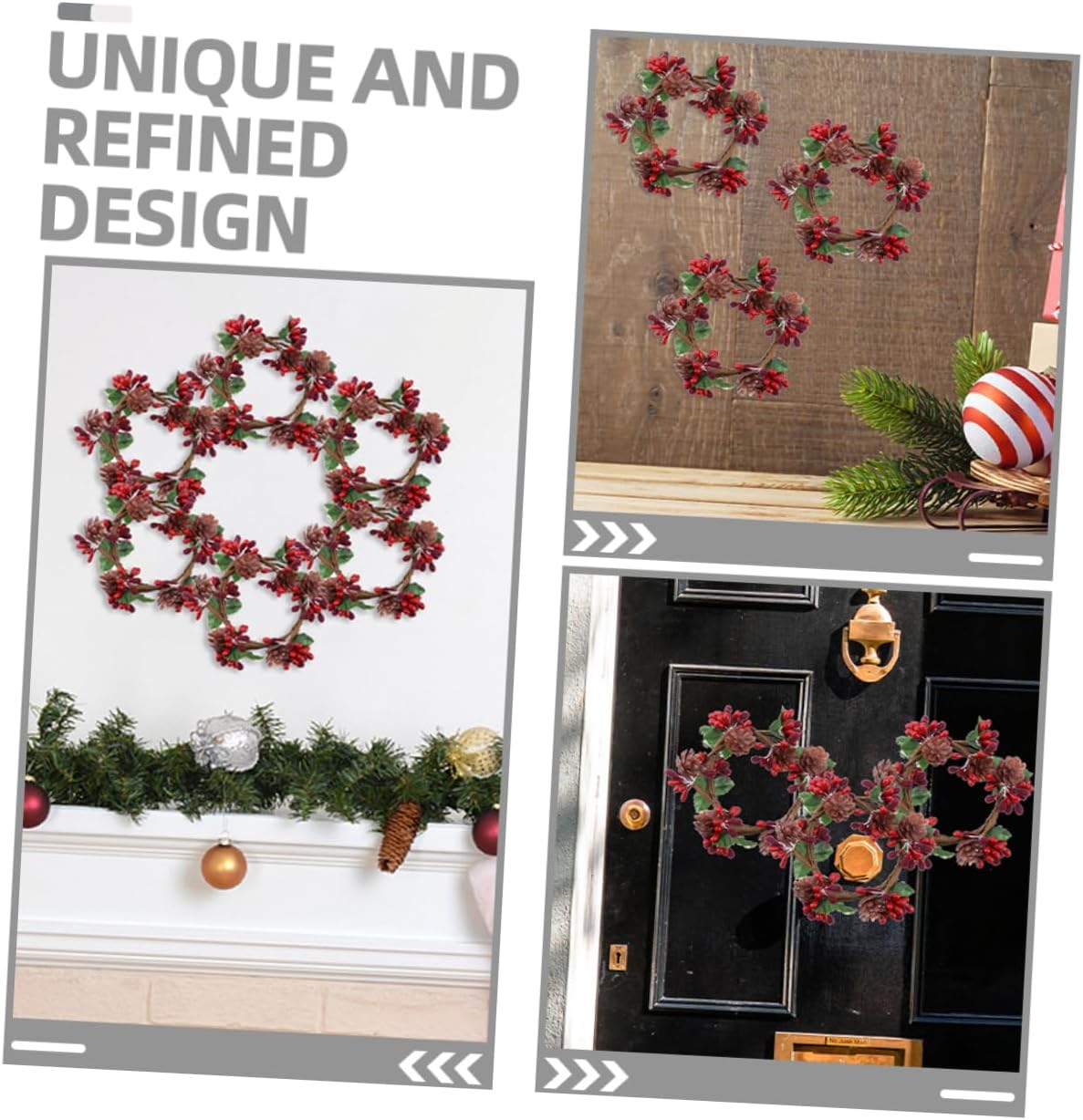 4pcs Christmas Candle Pine Cones and Berries Holiday Decor Set