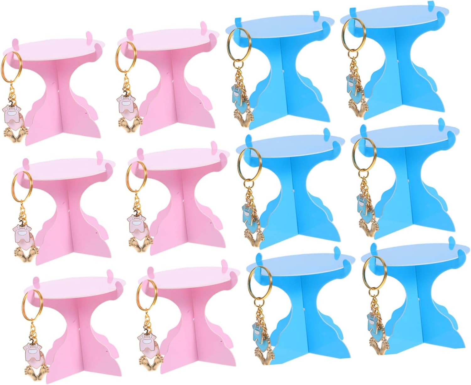 GLEAVI 1Set Shower Footprint Keychain and Mini Cupcake Rack