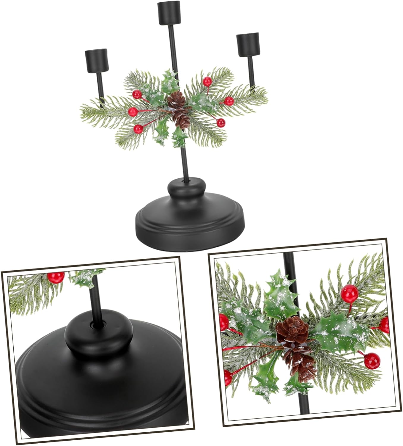 Elegant Christmas Candle Holder Three-Headed Table Centerpiece