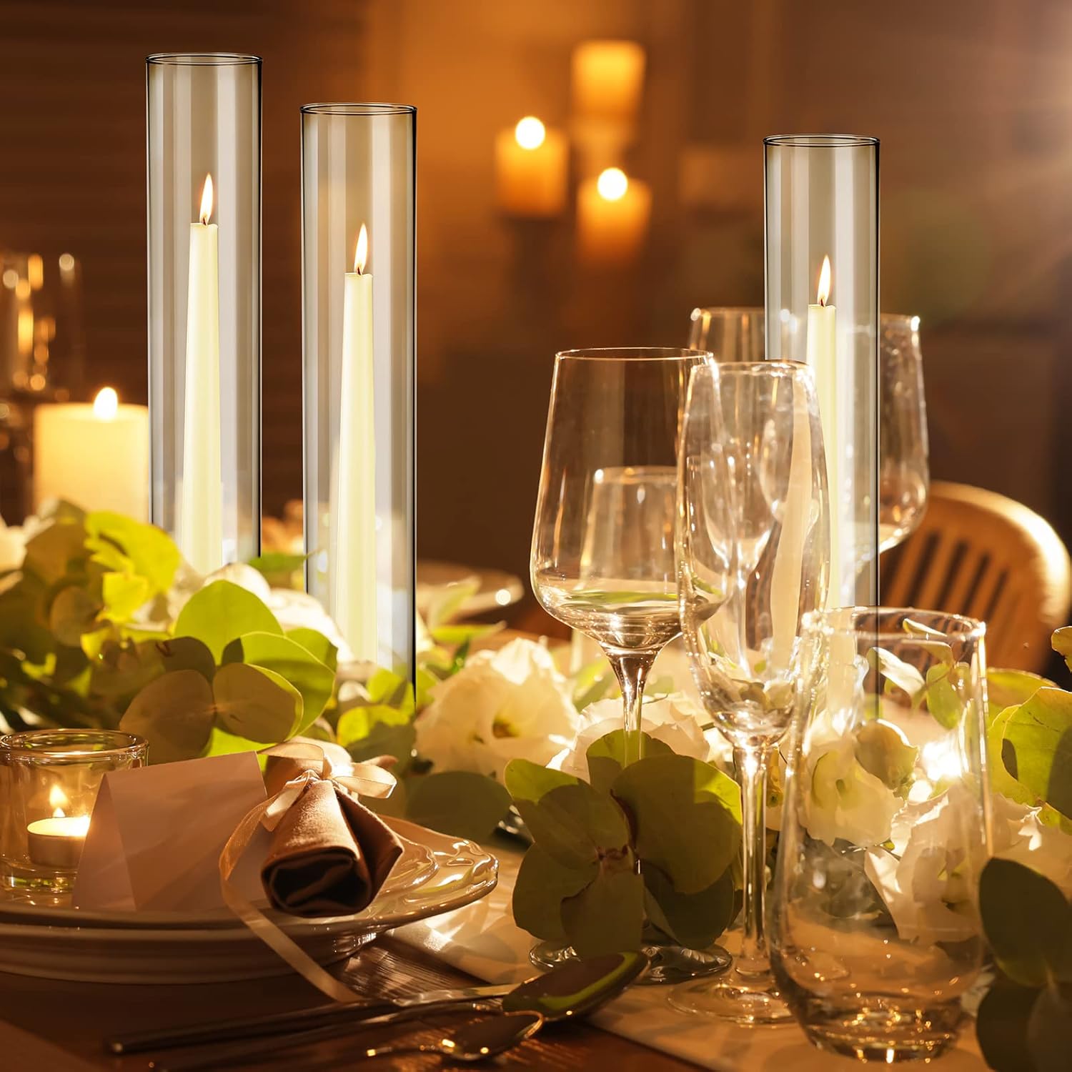 Treela 6 Pcs Clear Hurricane Candle Holder Sleeve