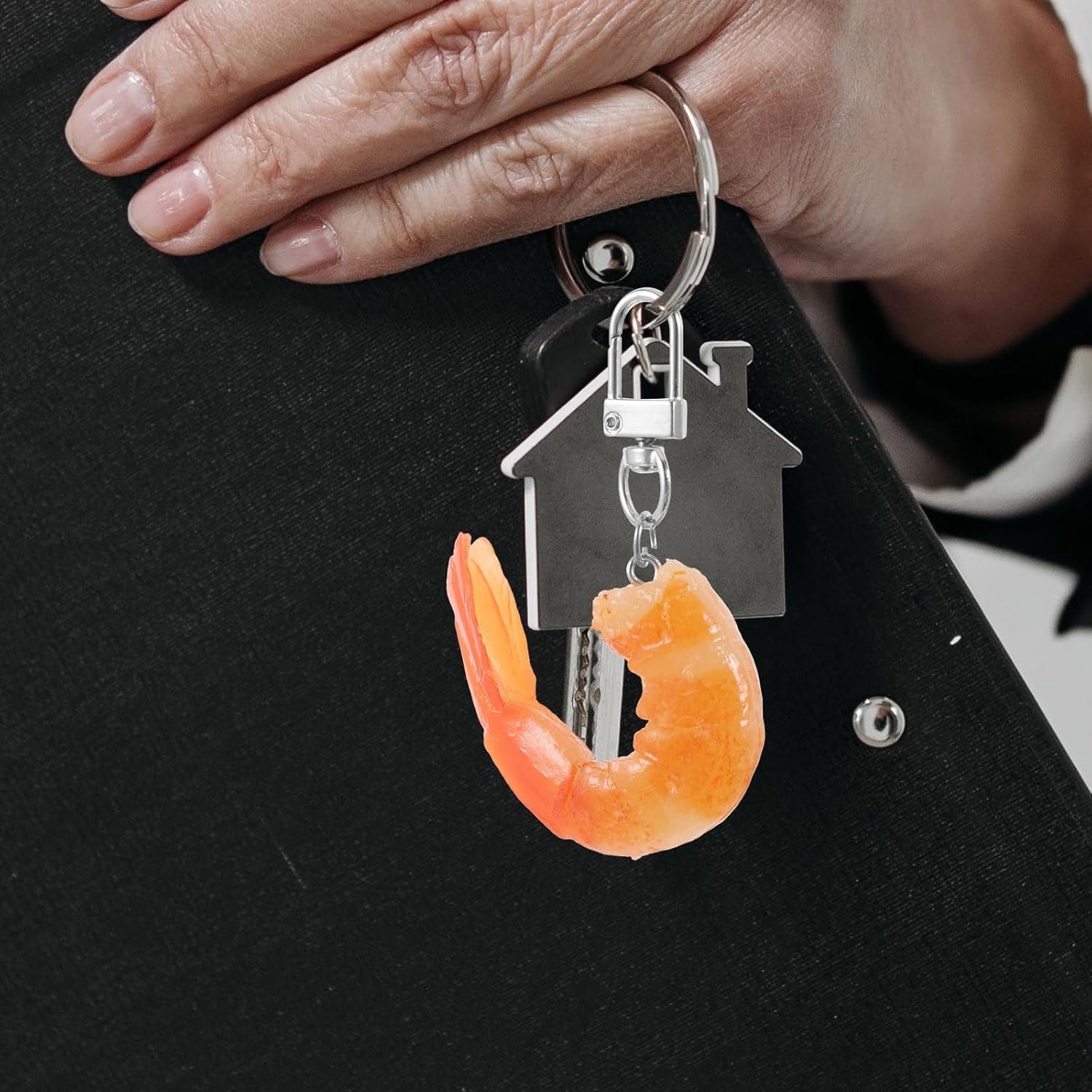 LUOZZY 12 Pcs Realistic Shrimp Keychain Pack