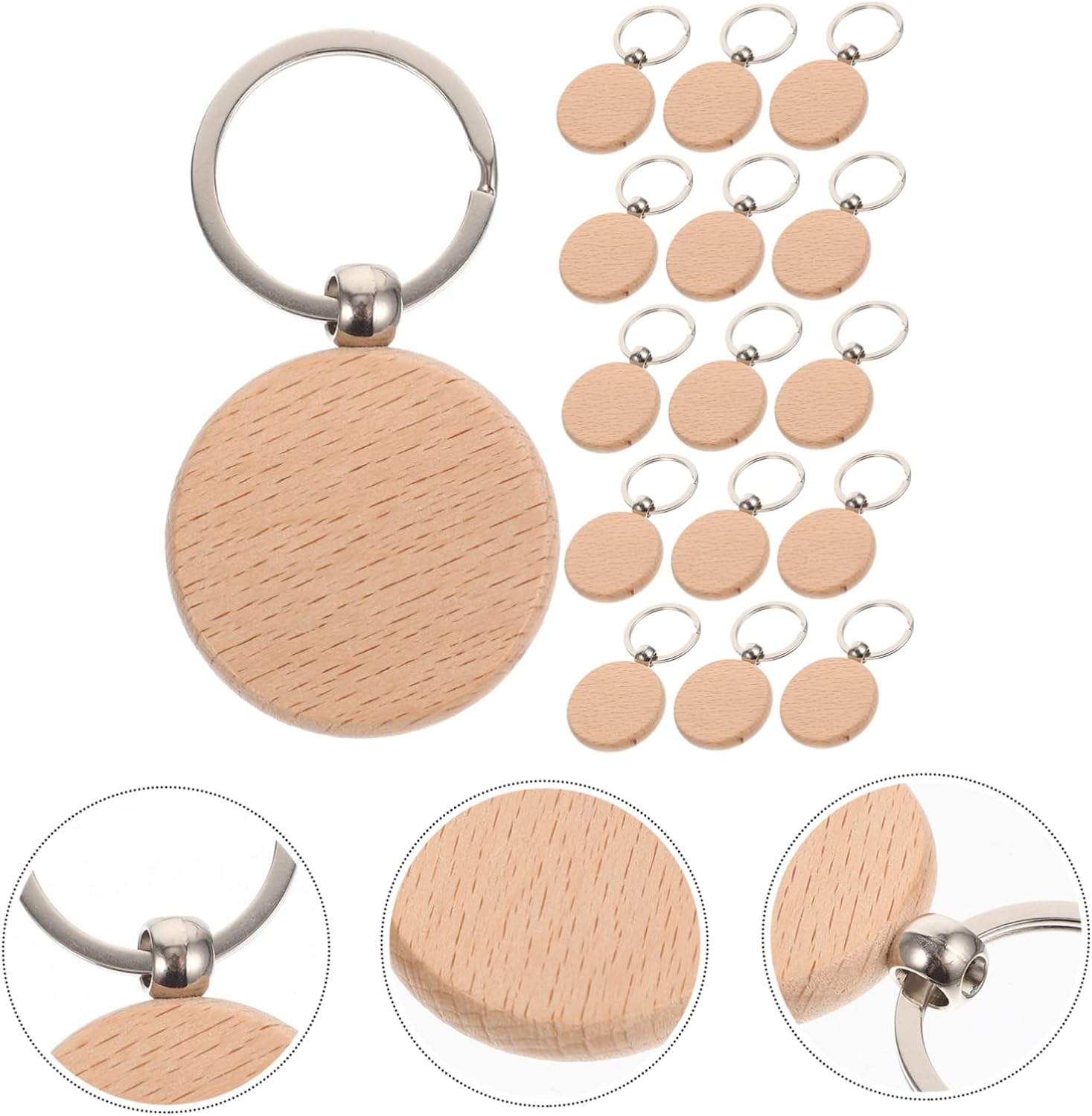Housoutil 30pcs DIY Wood Keychain Blanks for Personalization Projects