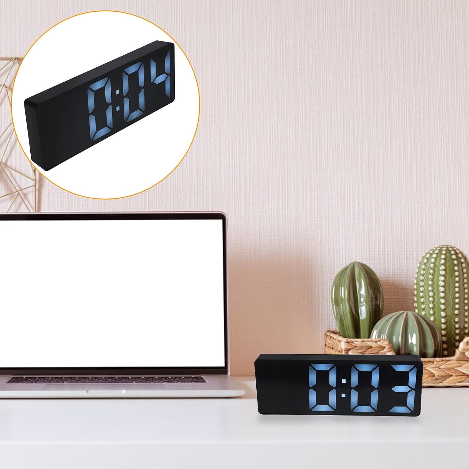 Luxshiny Digital Alarm Clock with Mirror Display