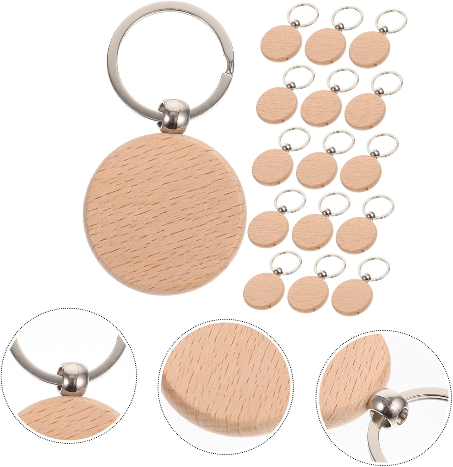 30pcs Unfinished Wooden Keychain Blanks for DIY Crafting