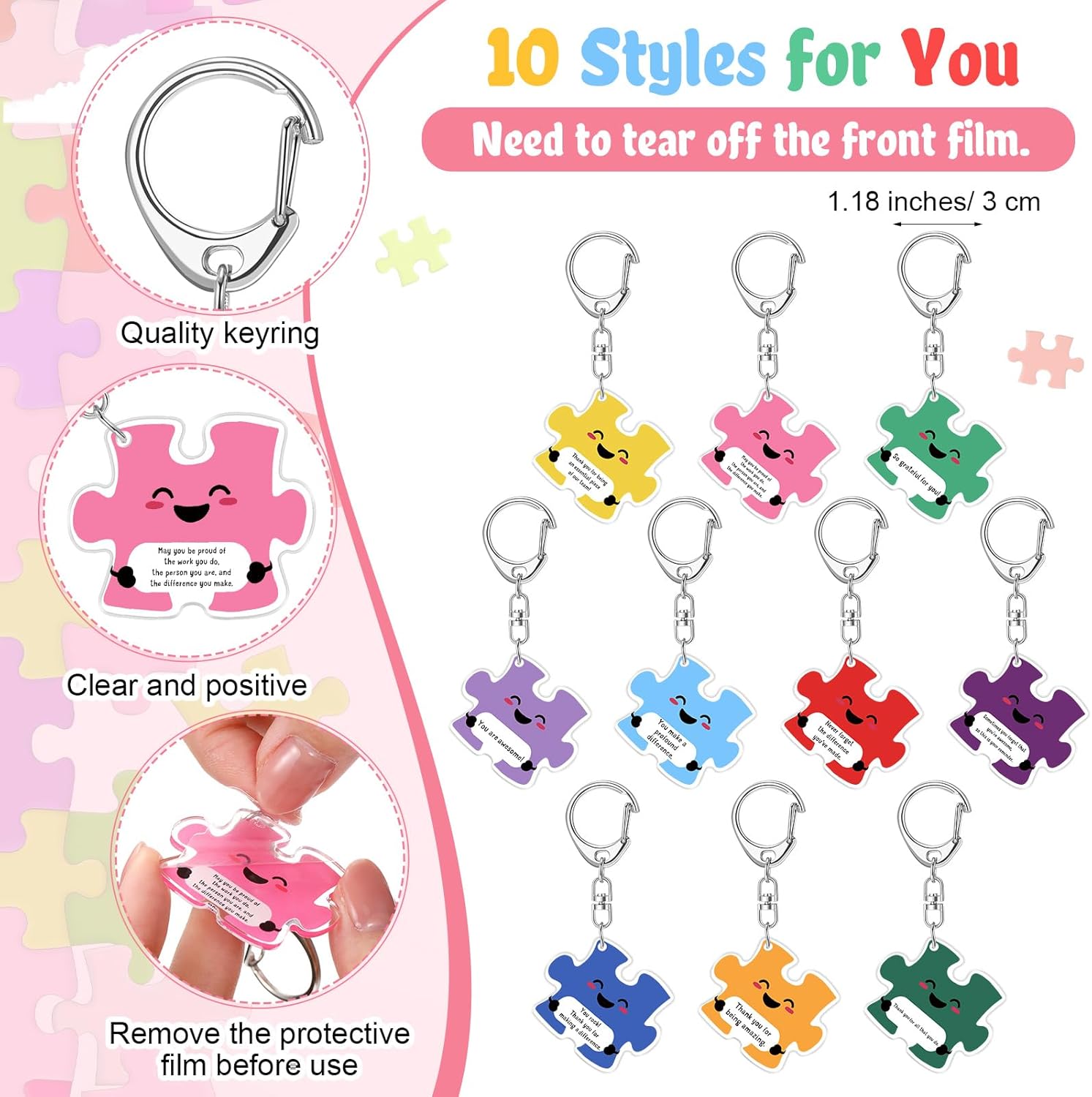Geelin Team Puzzle Keychain Gift Set for Employees and Teachers
