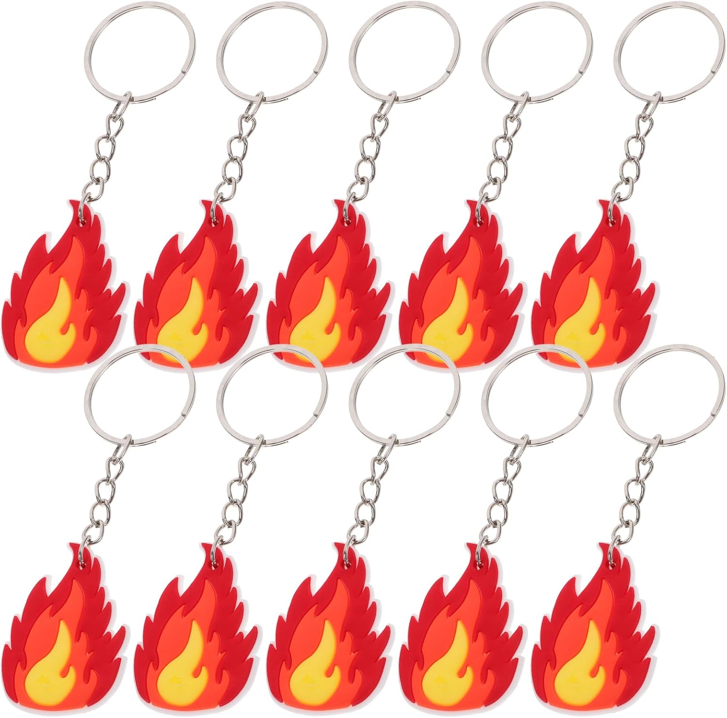 LUOZZY 50 Pcs Flame Fire Keychain Charms