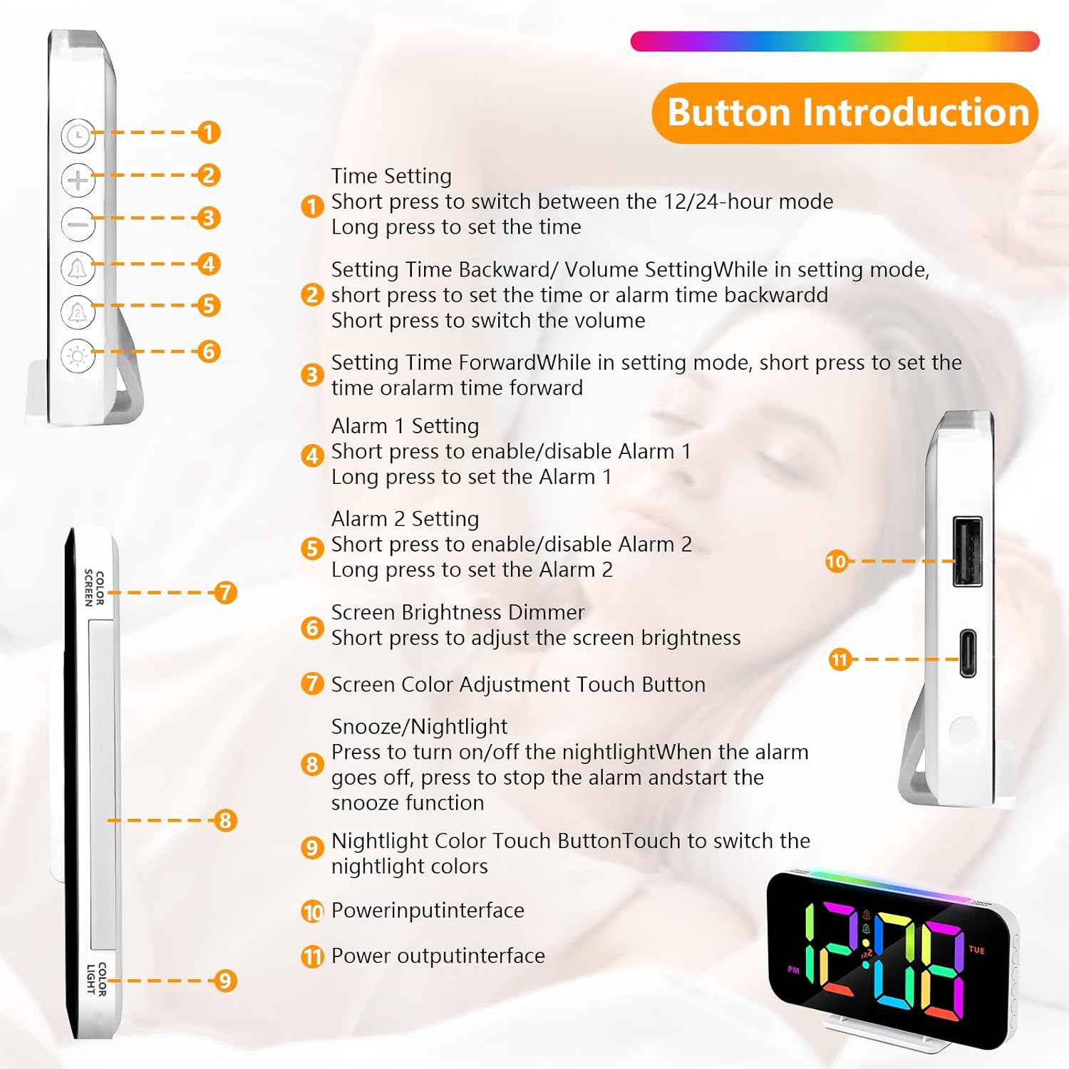 LED Digital Alarm Clock with Night Light and Dual Alarm