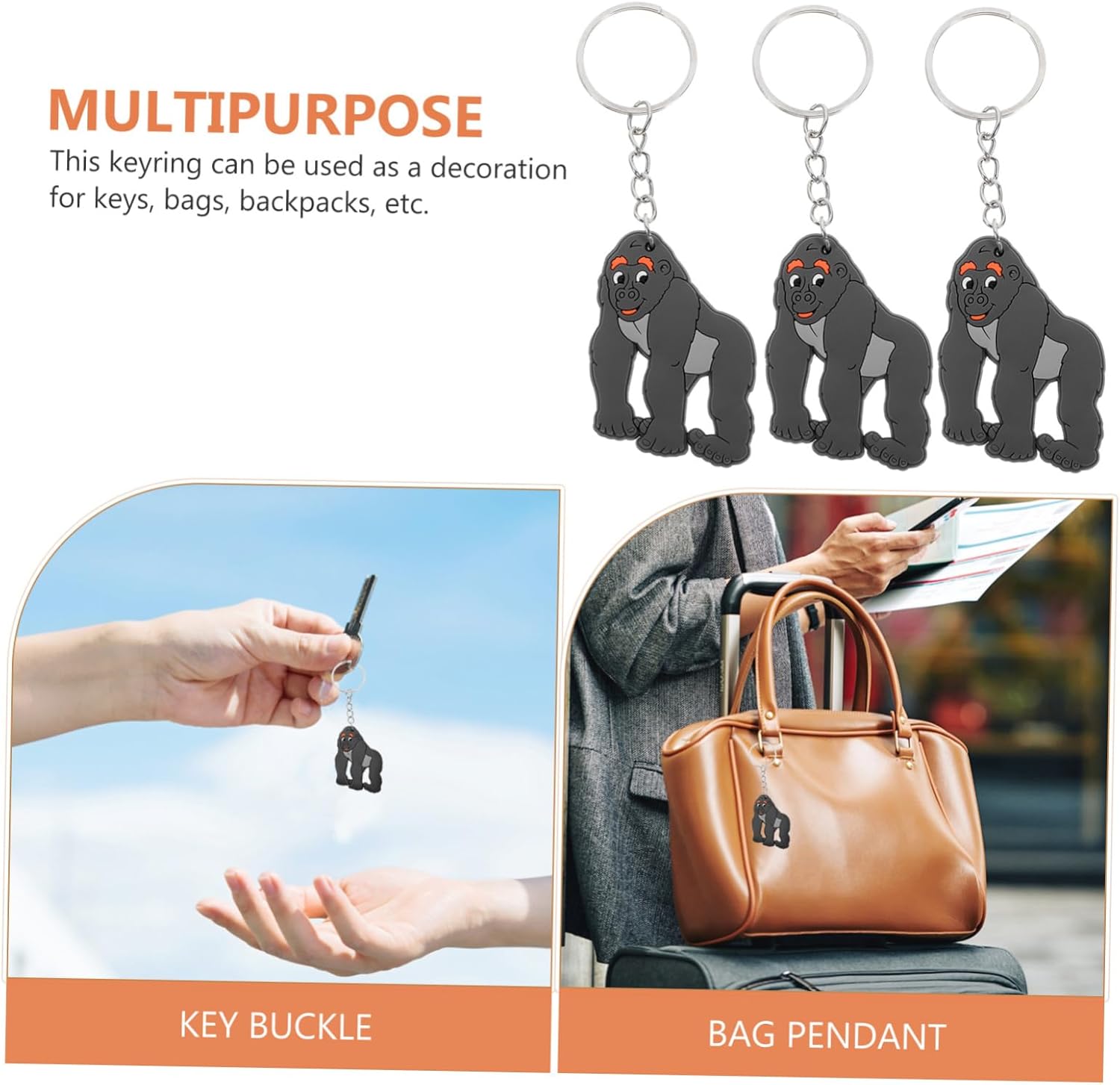 12pcs Cute Animal Keychain Gorilla Charm Birthday Party Favor