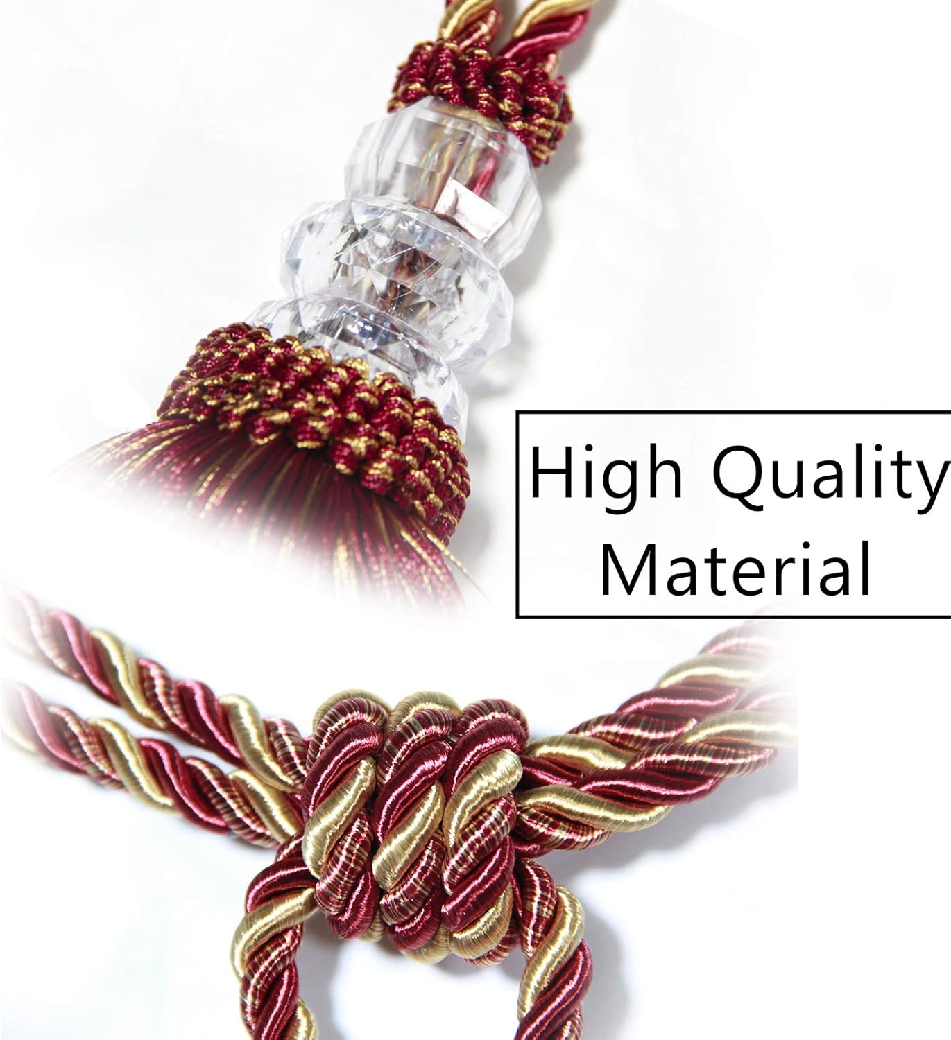 BEL AVENIR 4 Pack Crystal Curtain Tiebacks with Tassels