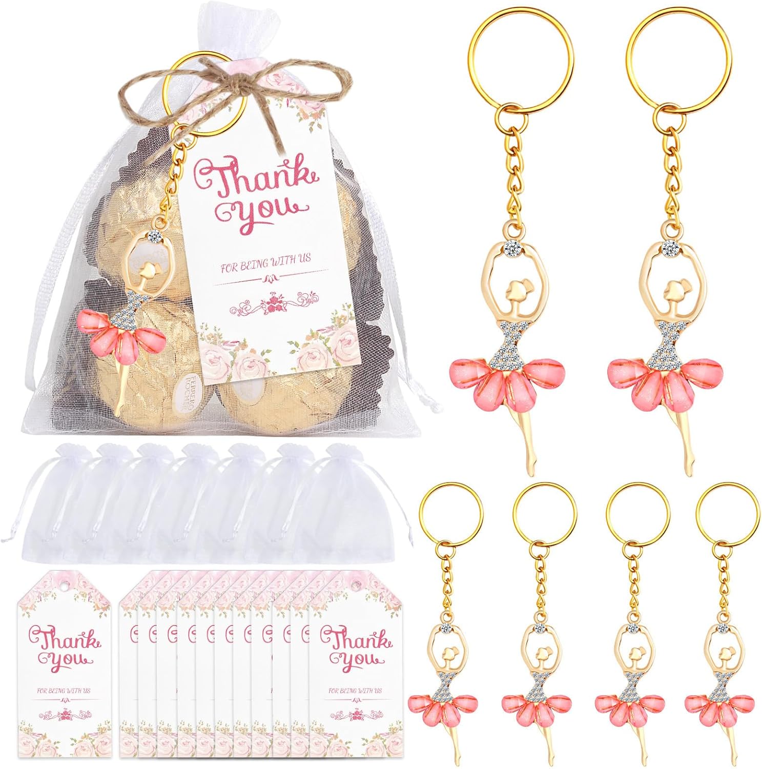 30 Sets Birthday Party Favors Ballerina Keychain Pack