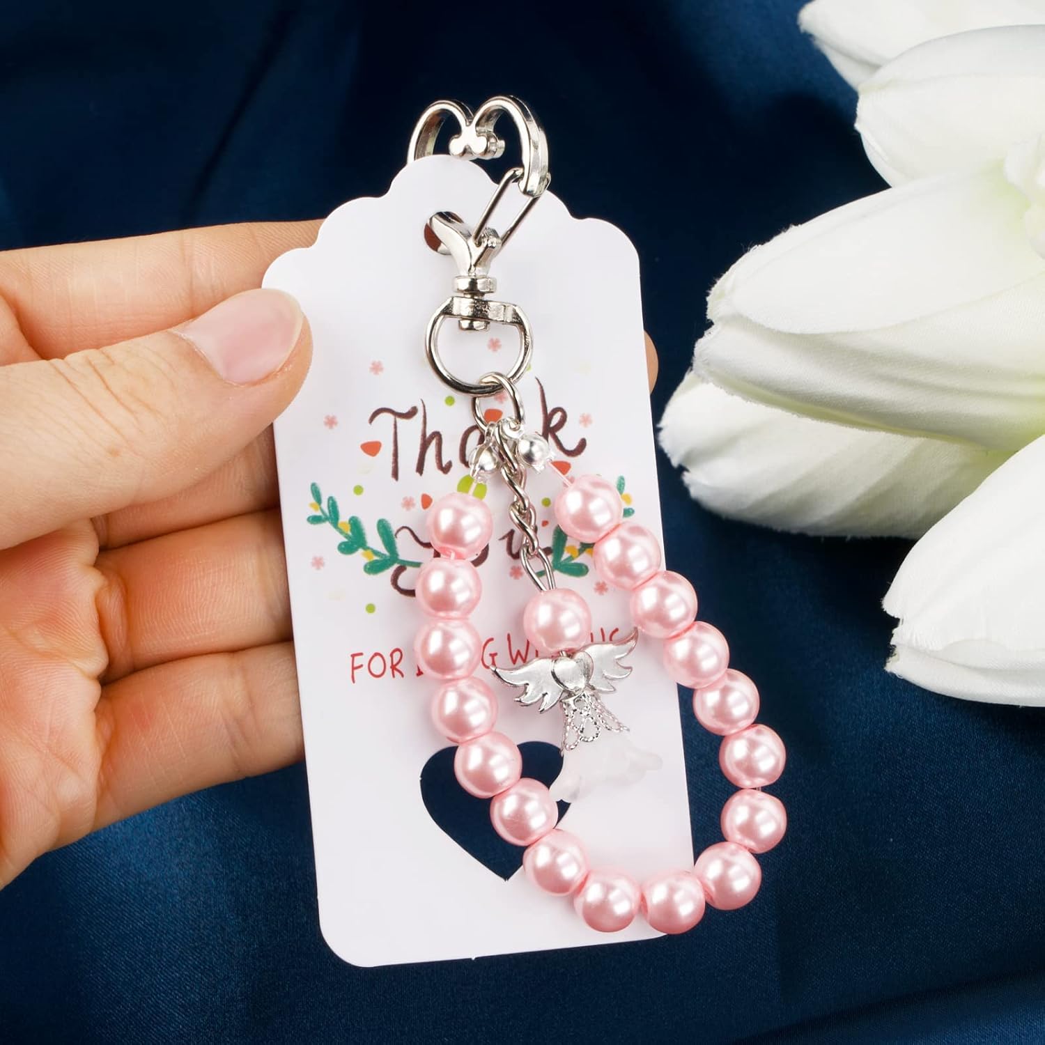 BOFUNX 21pcs Wedding Favor Bags with Keyring Angel Favors