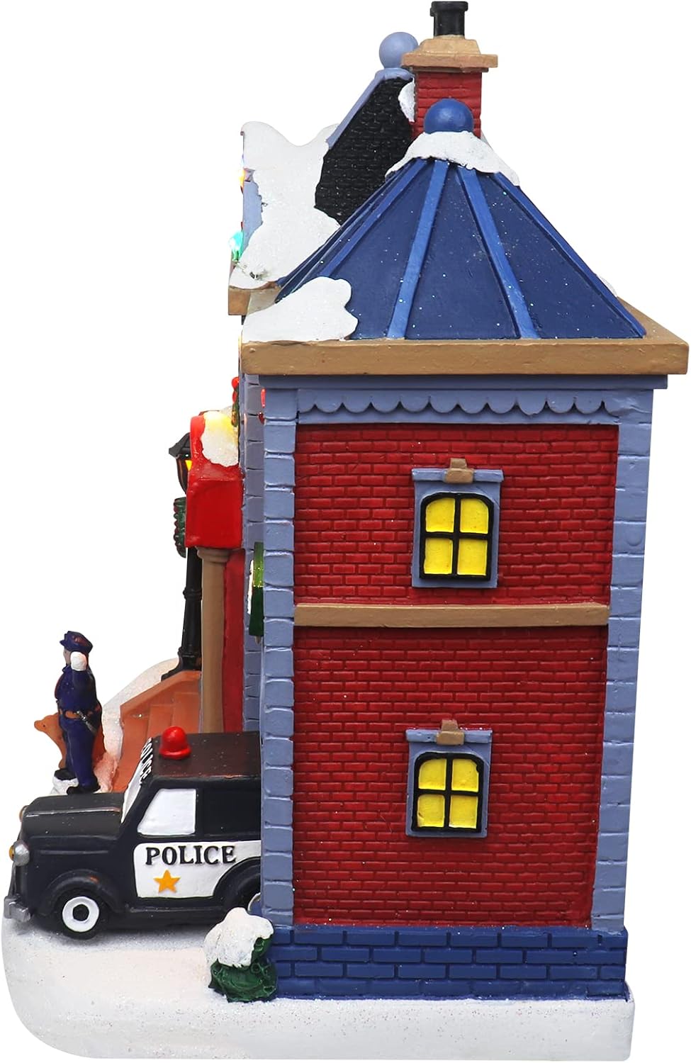 Christmas Village Animated Police Station - Pre-Lit Musical Collectible Building