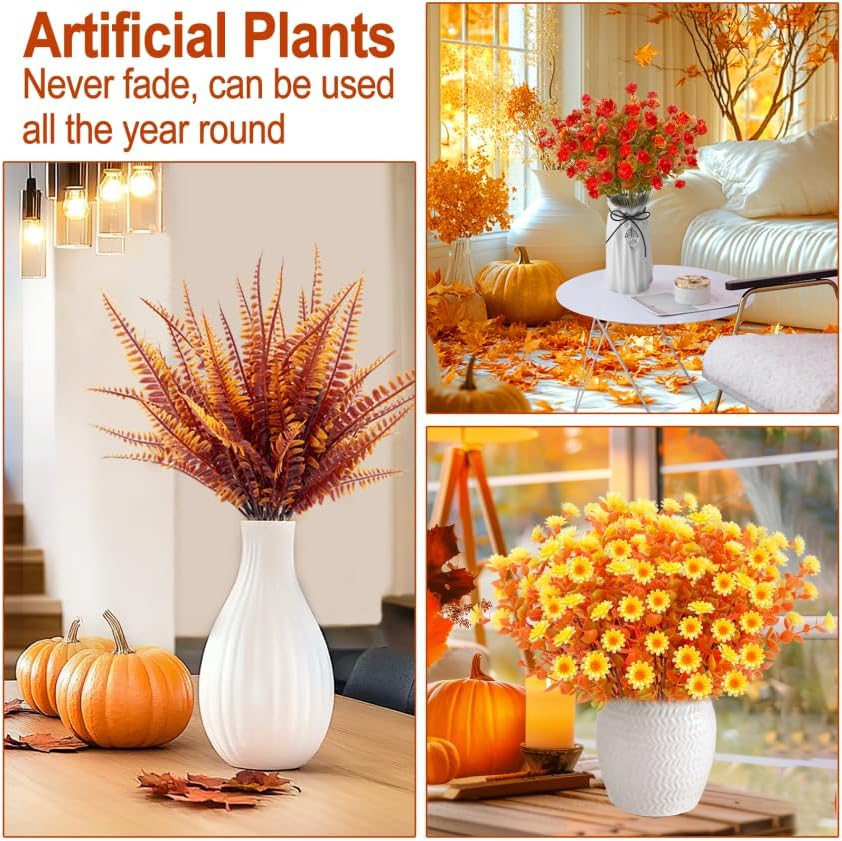 20 Bundles Artificial Fall Flowers for Outdoor Decorations