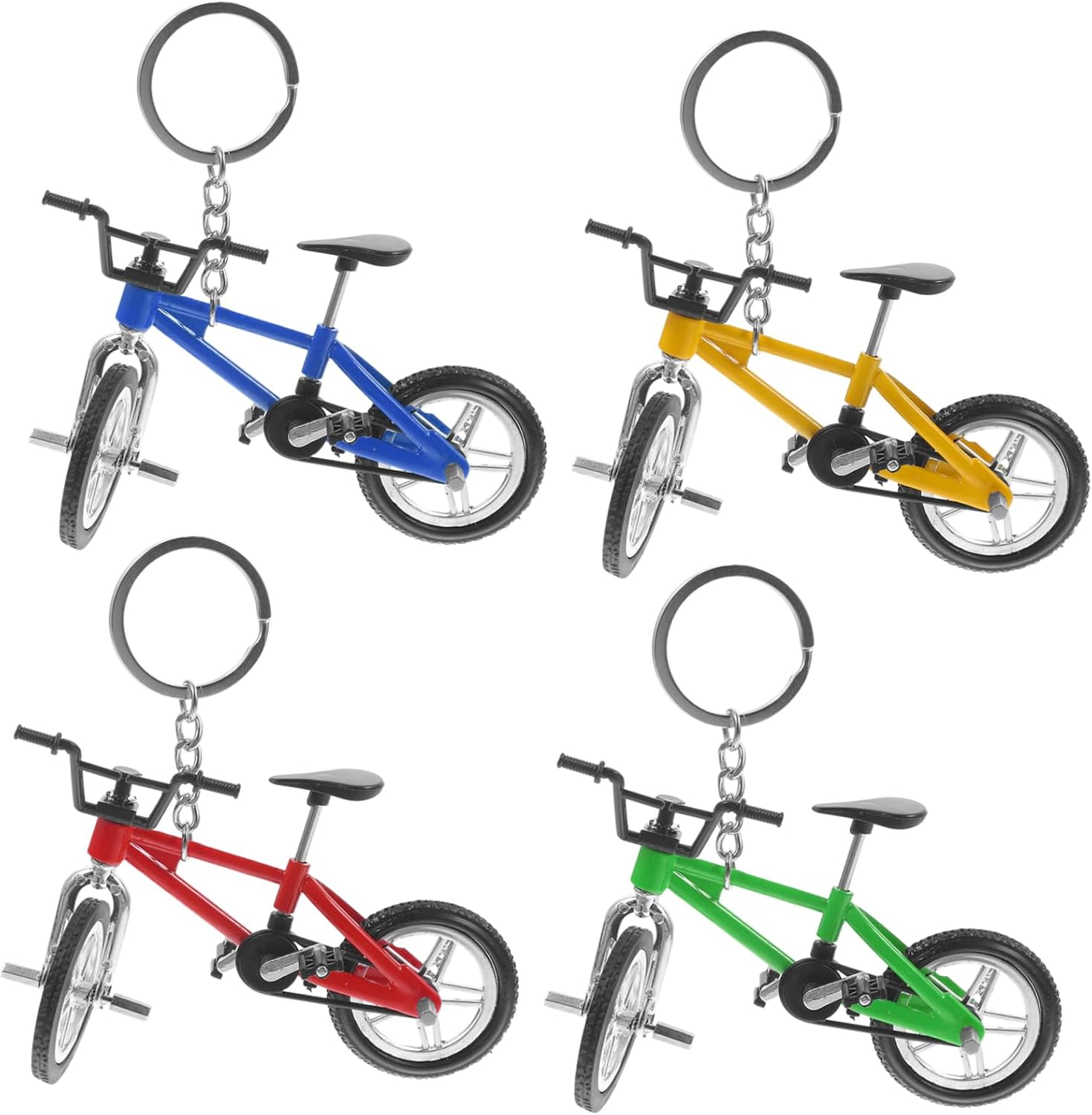 Homoyoyo 4pcs Mini Bicycle Keychains - Alloy Racing Bike Key Rings