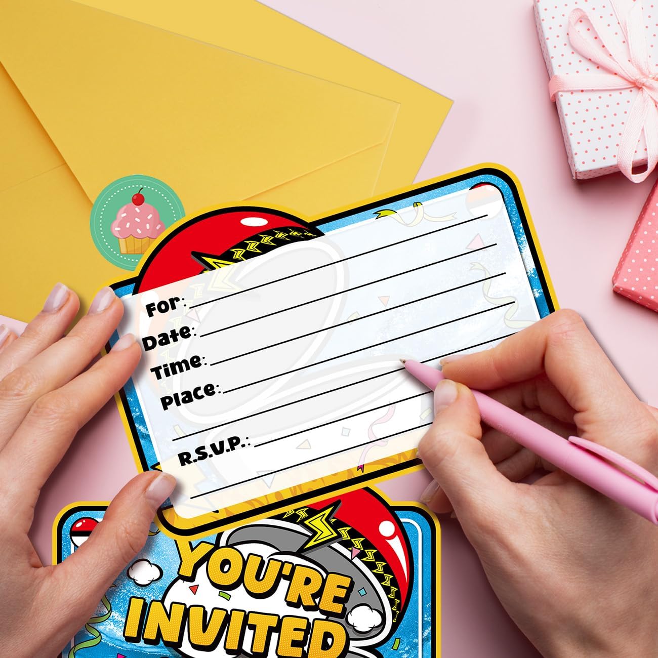 20Pcs Anime Birthday Invitations for Boys