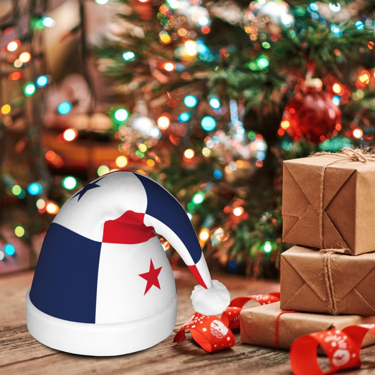 Panama Flag Christmas Hat with LED Lights