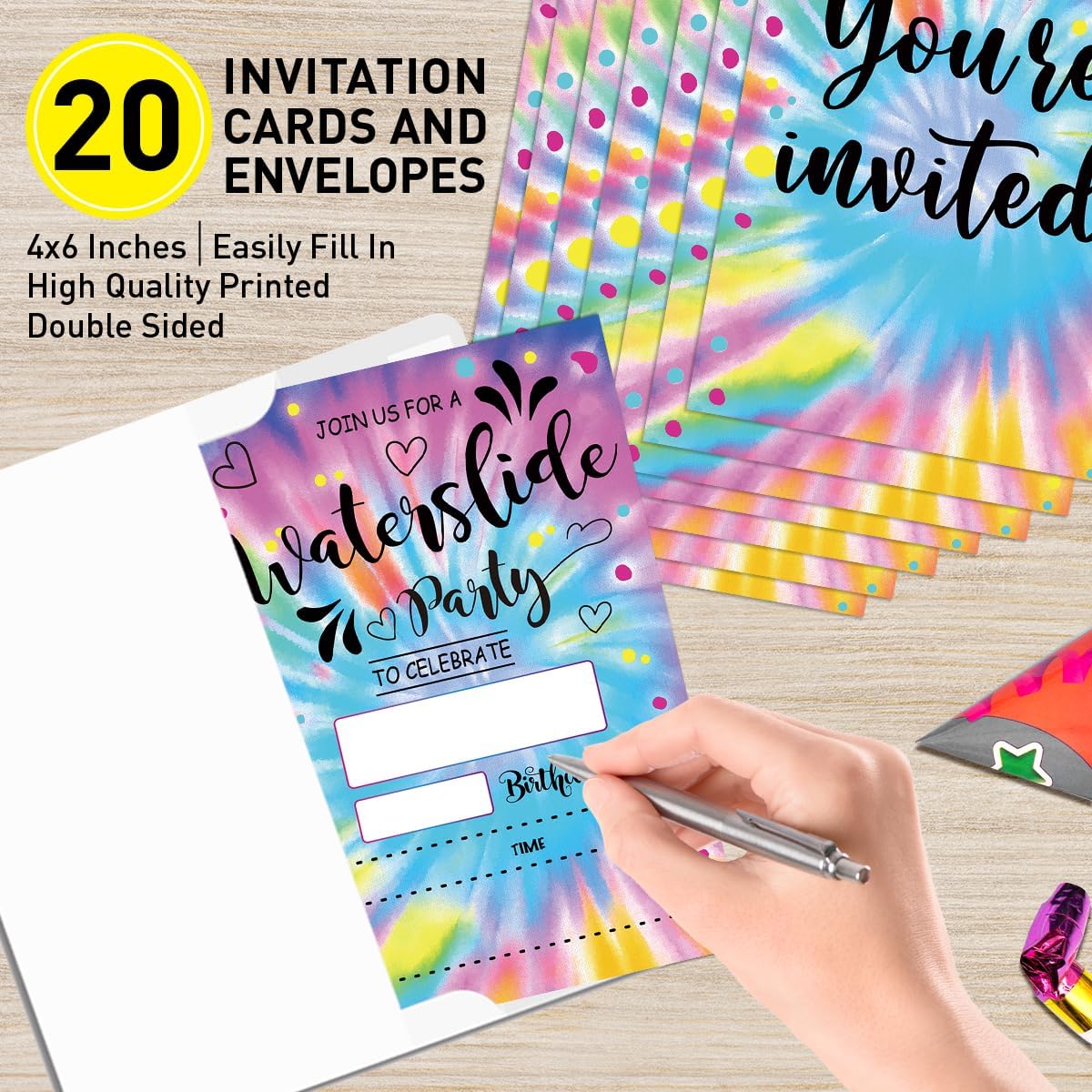 Waterslide Birthday Invitations Set of 20 with Envelopes