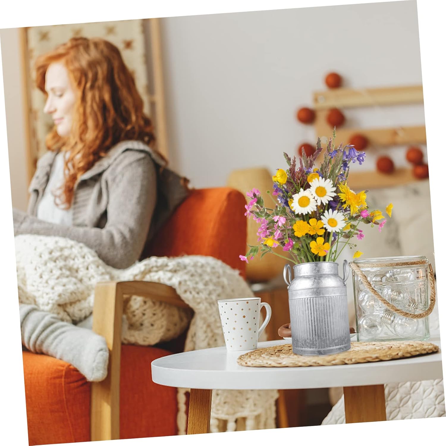 Retro Flower Bucket Dried Flower Vase for Home Decor