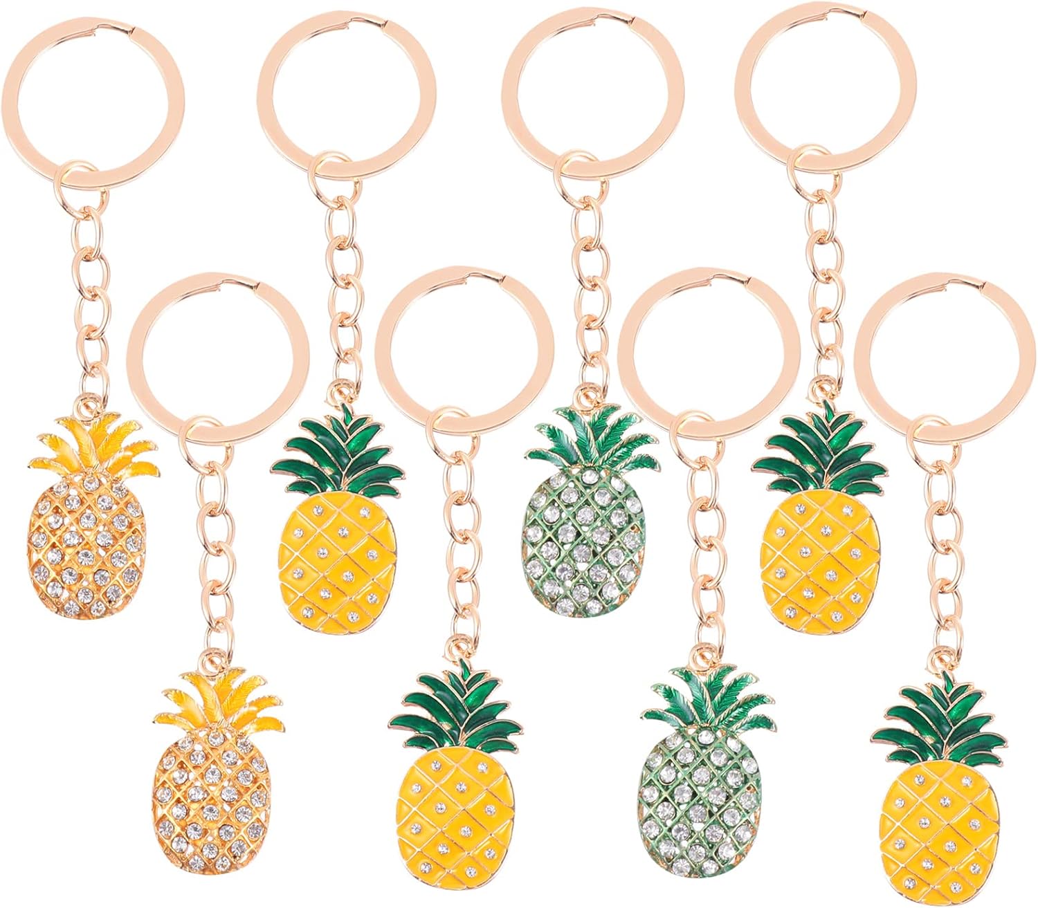 LUOZZY 8 Pcs Pineapple Keychains with Rhinestones