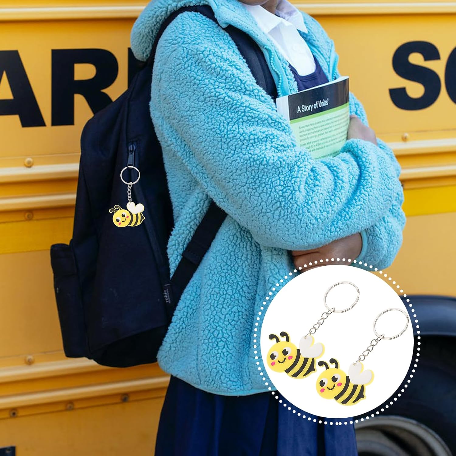 KESYOO 120 Piece Cartoon Bee Keychain Set