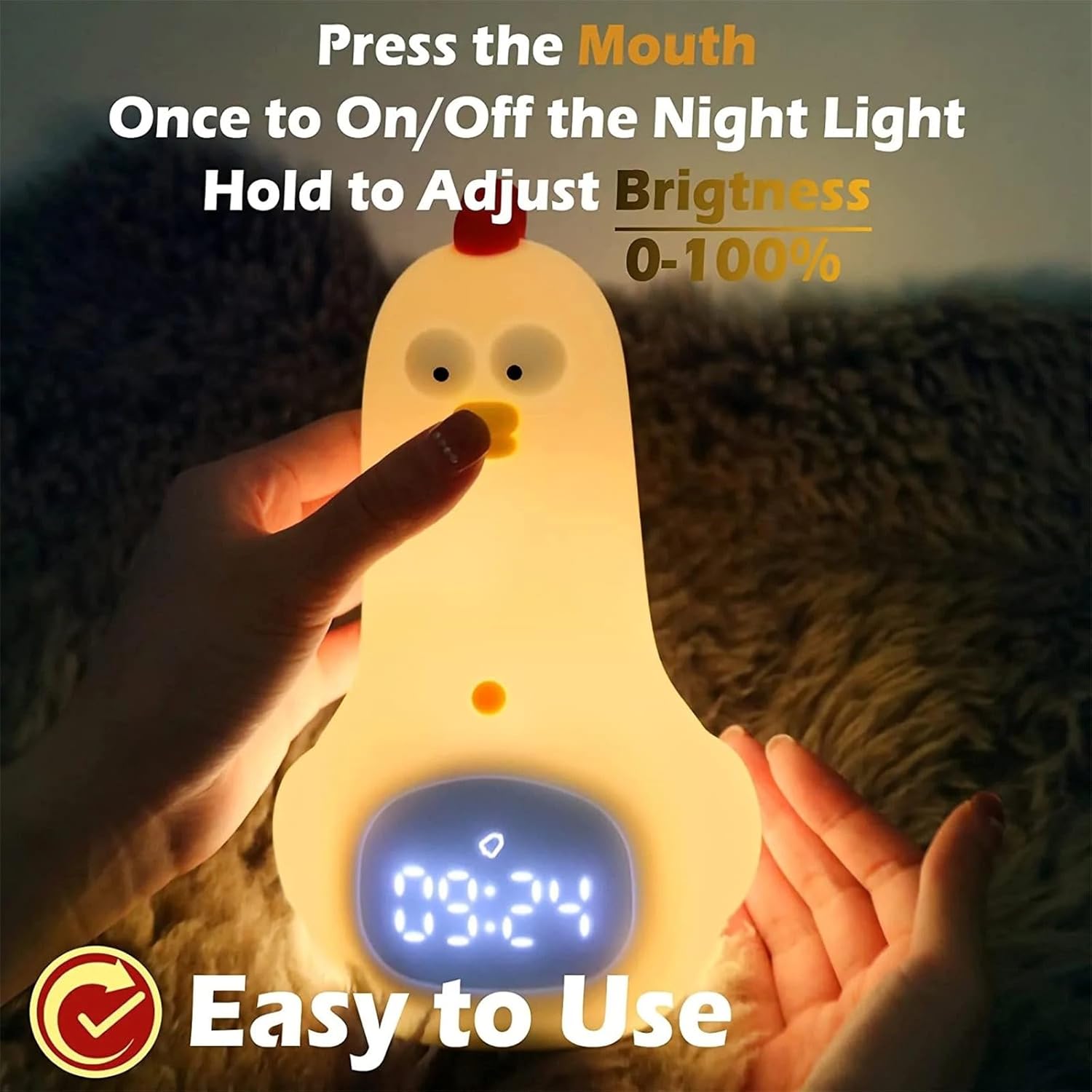 DIYCAM Cute Chicken Alarm Clock Night Light