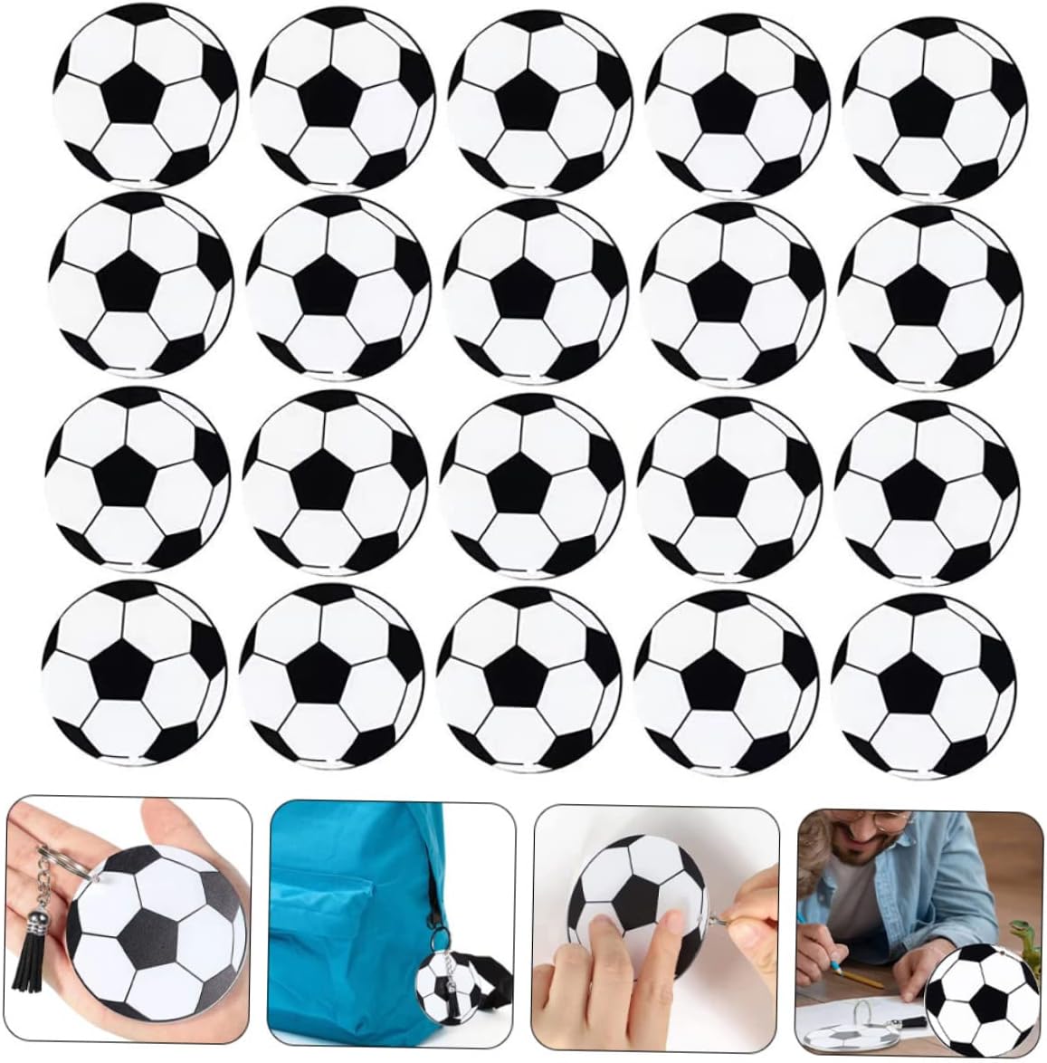 Totority 20pc Soccer Ball Keychains for Backpacks and Parties