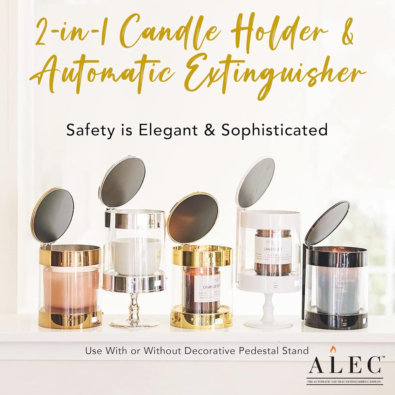 ALEC Clear Hurricane Candle Holder with Rechargeable Timer