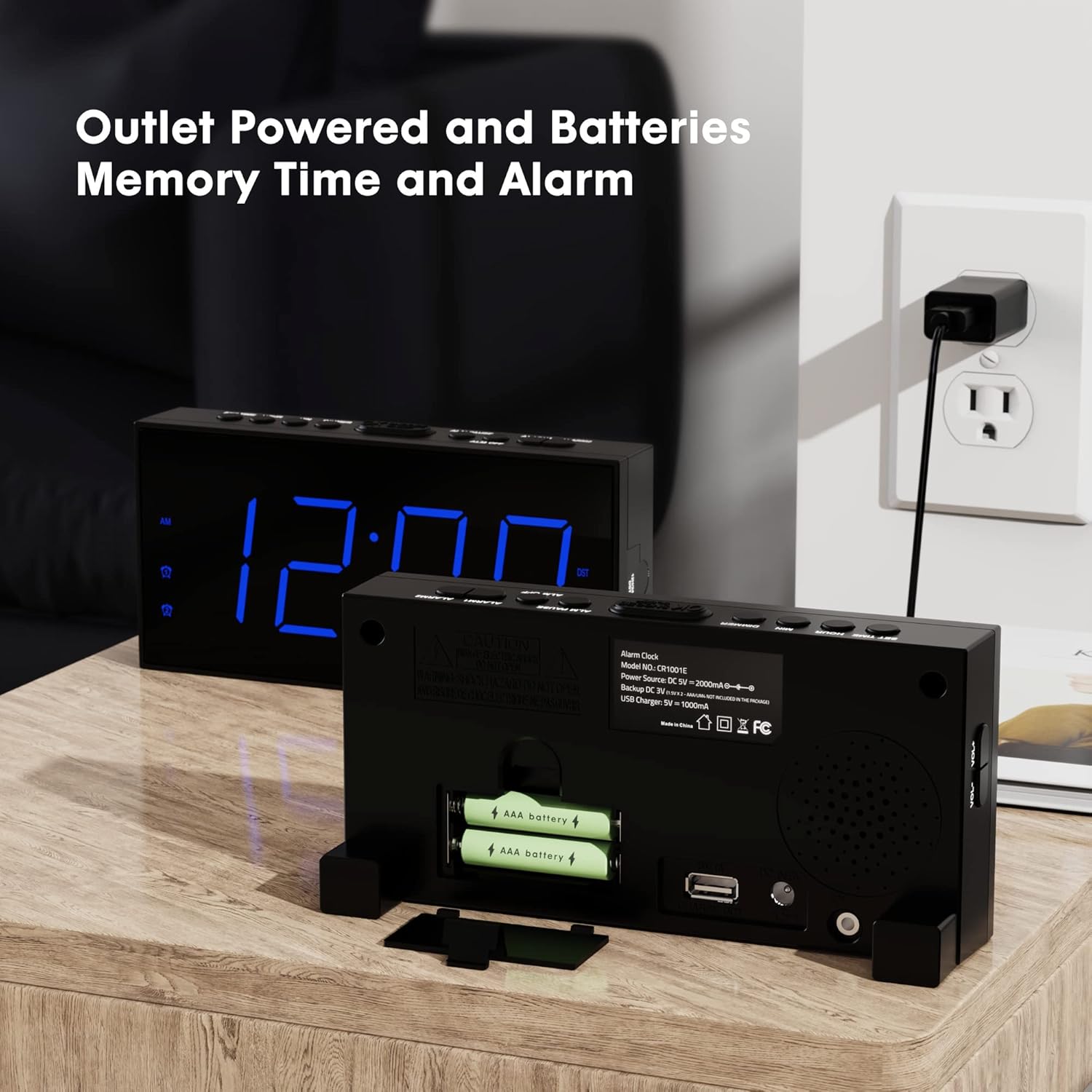 Simple Digital Alarm Clock with 75 Display and Dual Alarms