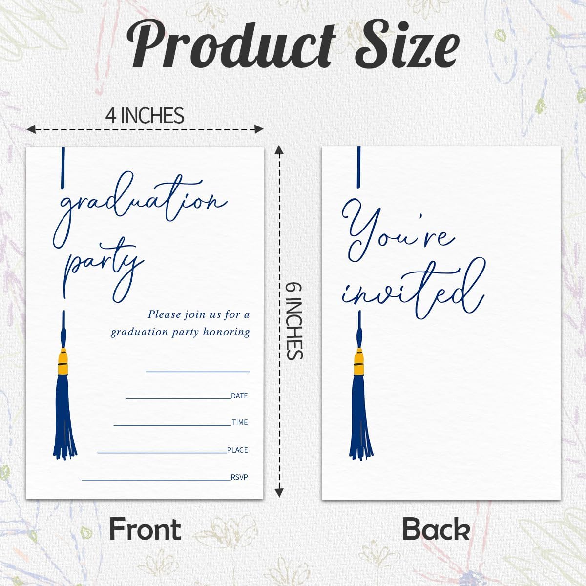 Blue Graduation Invitation Cards With 20 Envelopes