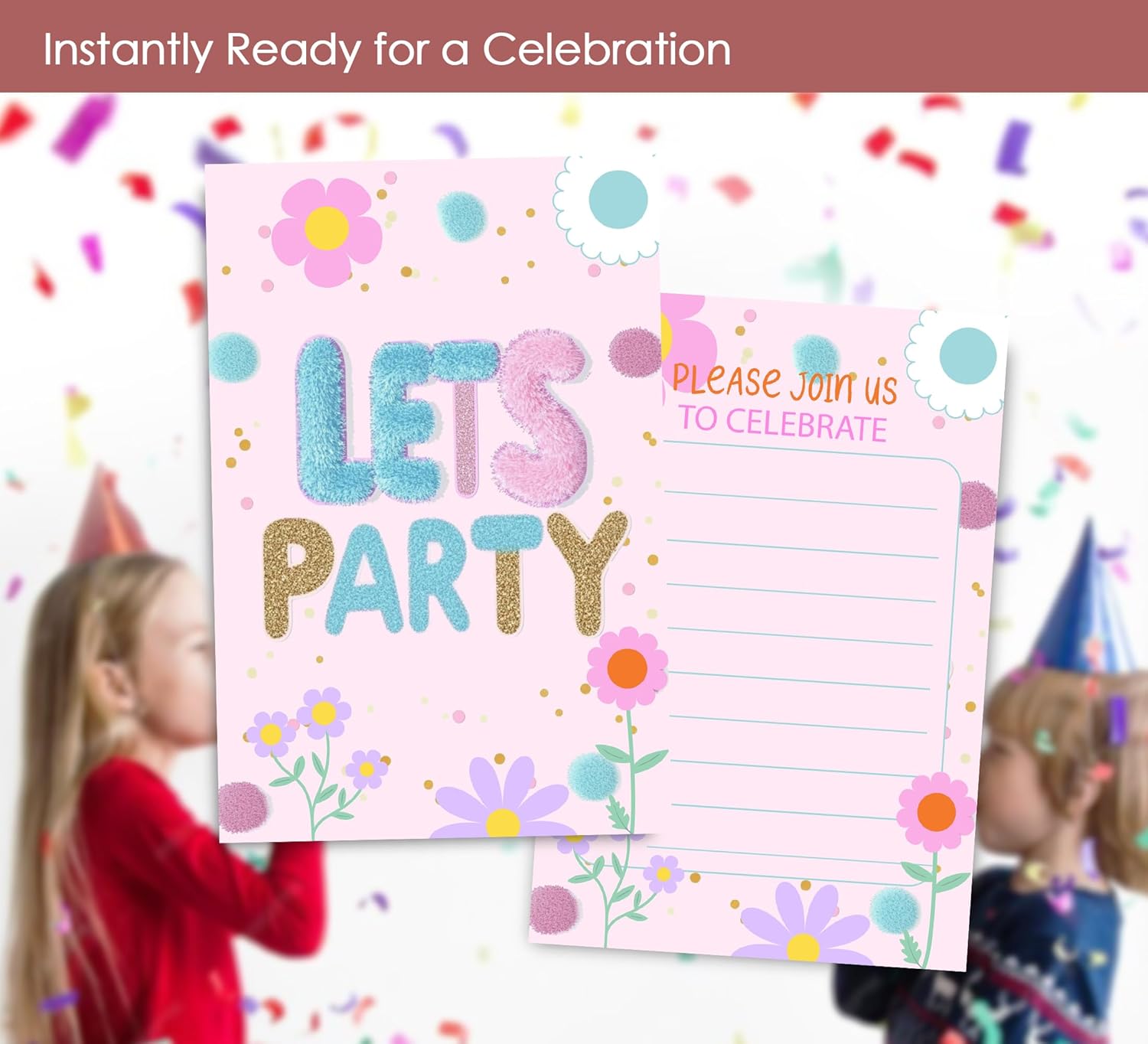Preppy Patches Birthday Invites for Girls 30 Sets with Envelopes