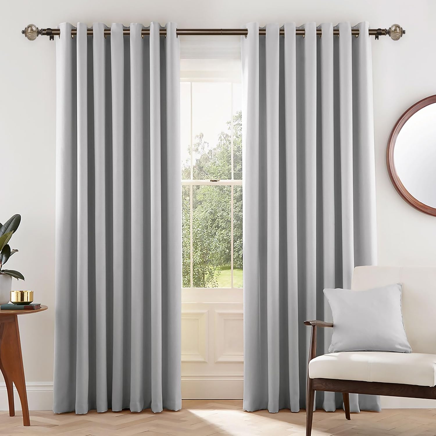 KAMANINA 1 Inch Bronze Curtain Rods 72-144 Inches Adjustable Heavy Duty