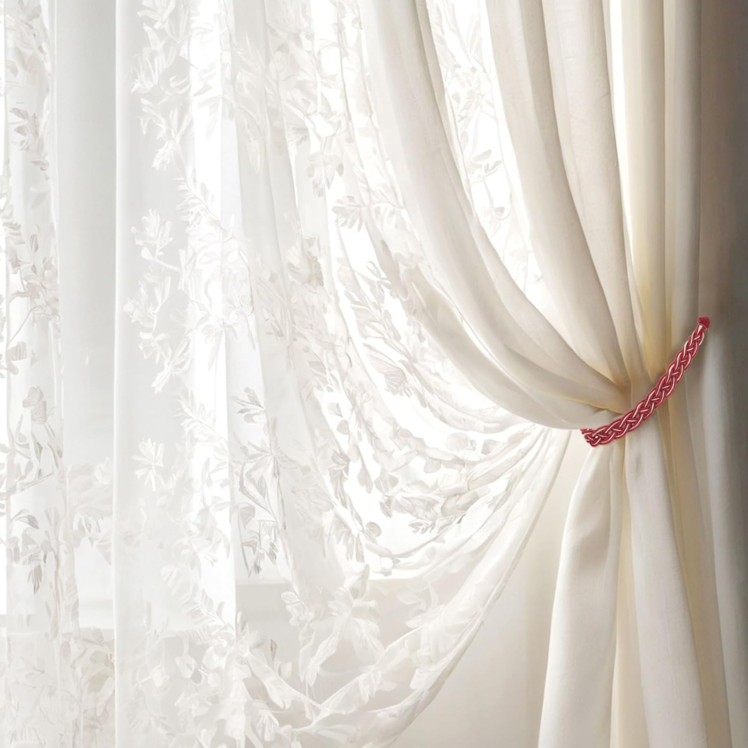 Uxcell 2 Pcs Light Pink Braided Curtain Tiebacks