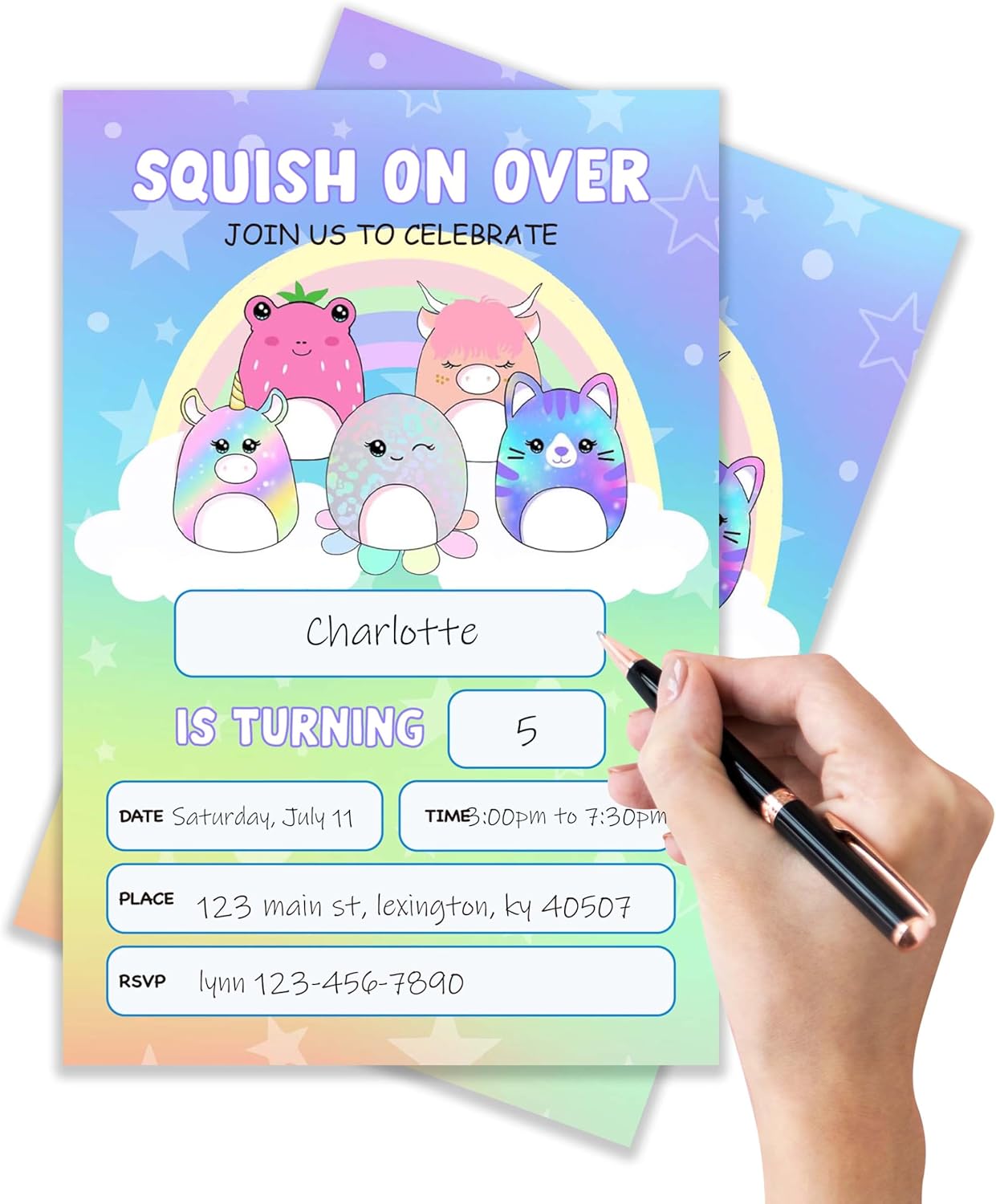 Squish Birthday Invitation Cards with Envelopes Pack of 20 4x6