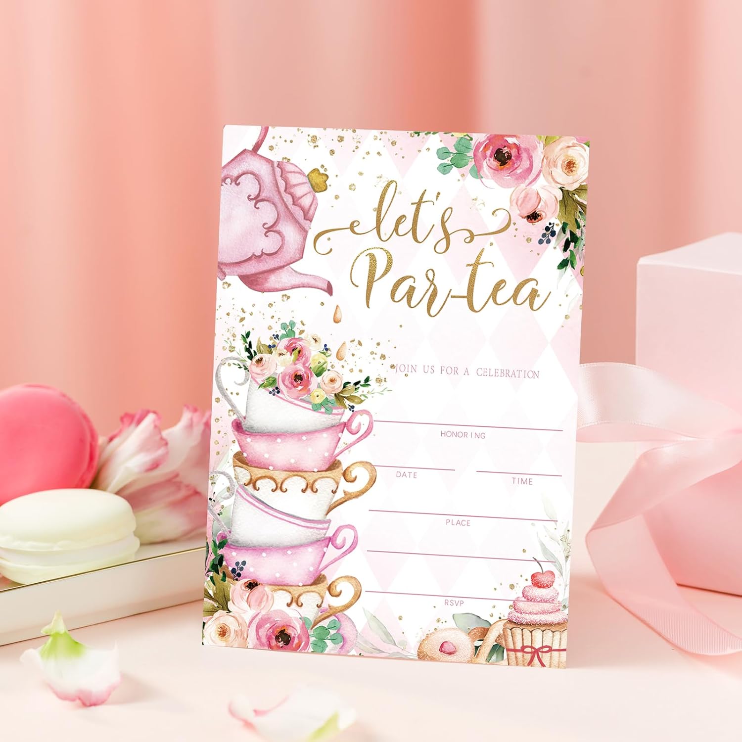 Whaline 25 Pack Tea Party Invitations 5x7 Inch