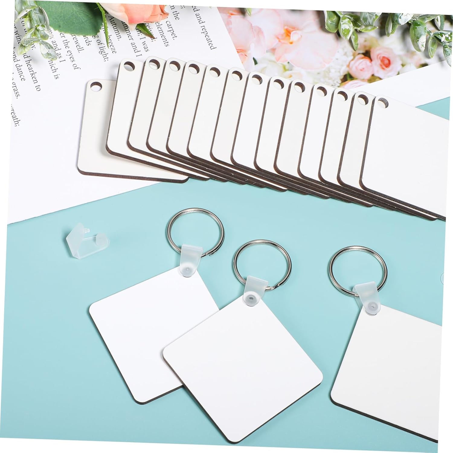 ARTIBETTER 40pcs Double-sided Keychain Blanks for Custom Keychains