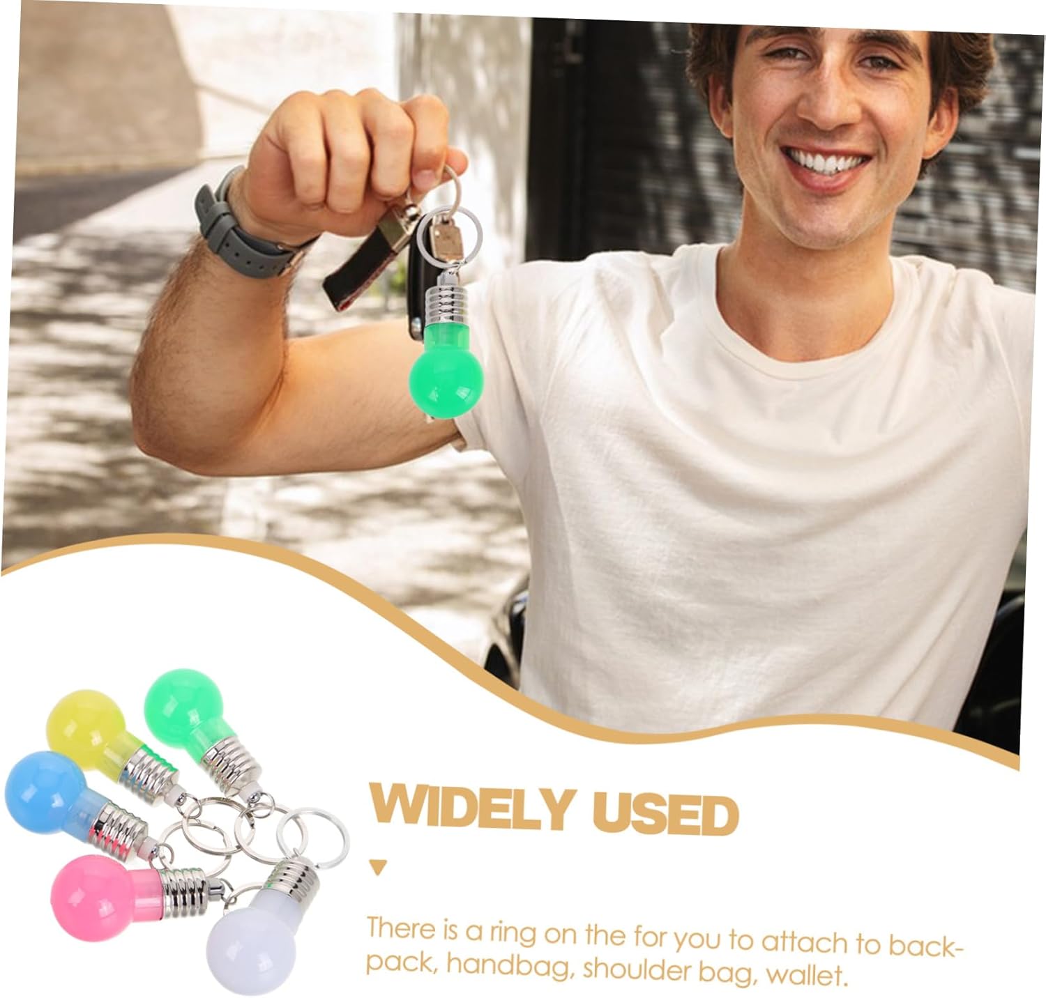LED Bulb Key Chain with Light and Sound for Bags and Backpacks