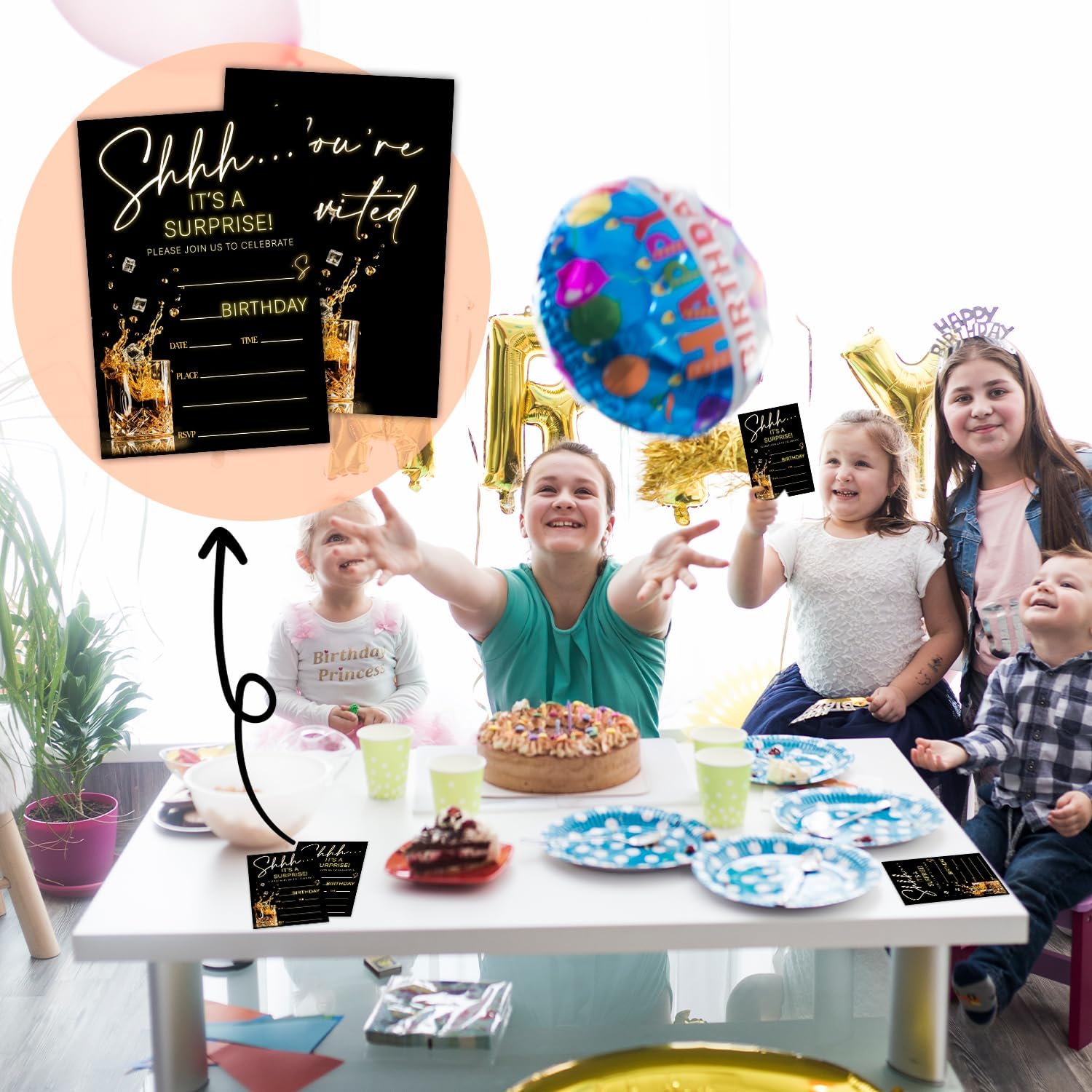 Shhh Its A Surprise Birthday Party Invitation Cards Set