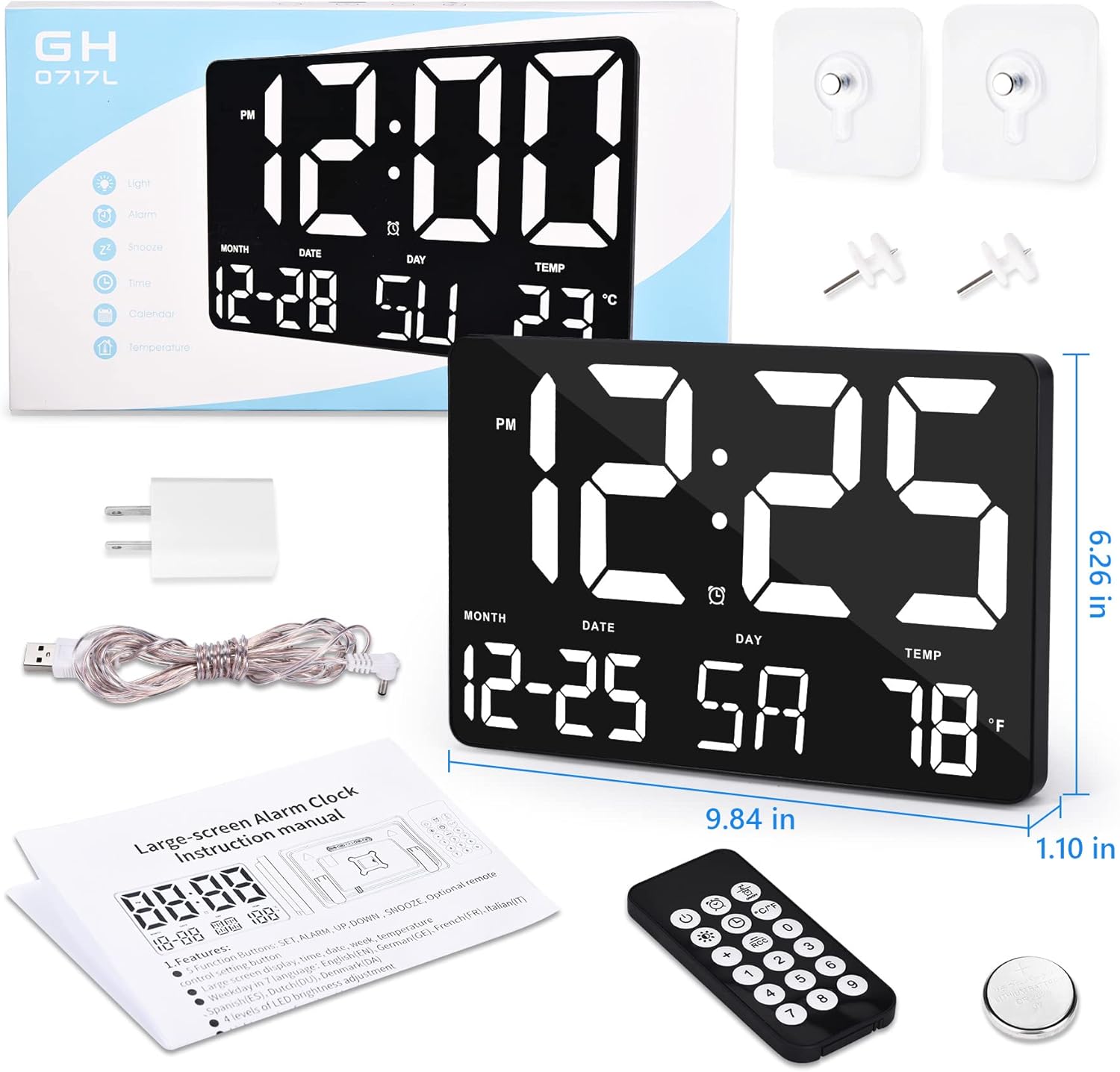 Amgico Digital Alarm Clock with Snooze and Temperature