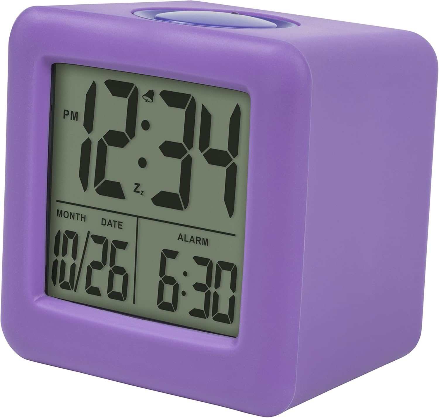 Equity 73004 Purple Soft Cube LCD Alarm Clock with Smart Light 1