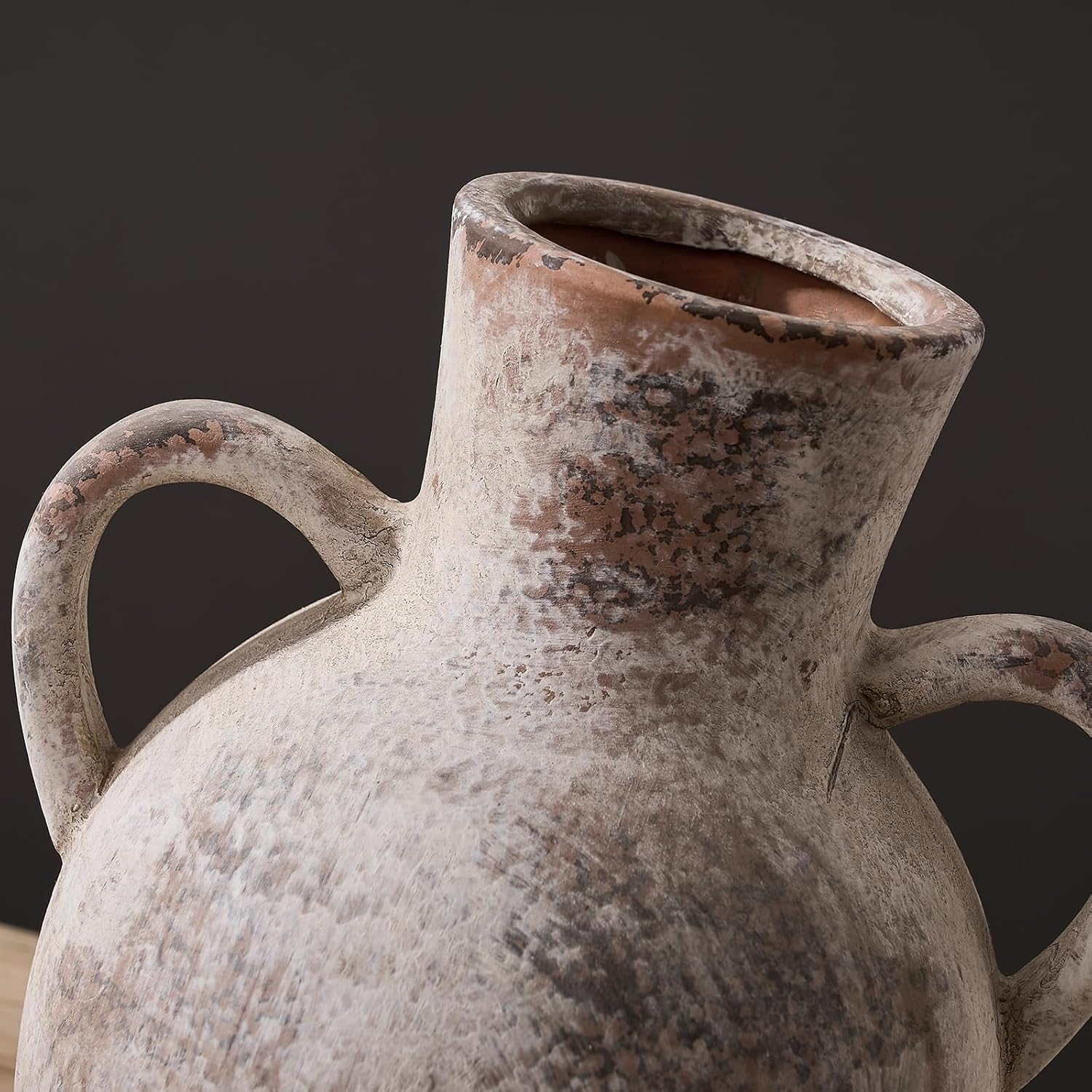 SIDUCAL Rustic Ceramic Flower Vase with Two Handles