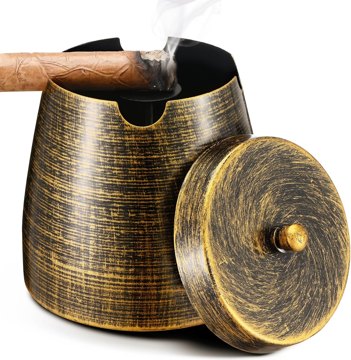 Cigar Ashtray with Lid for Outdoor Patio Use Windproof