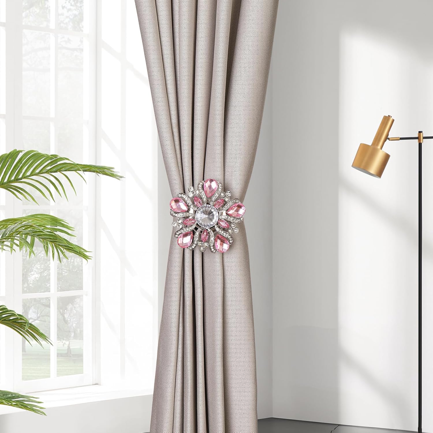 SUQ I OME Luxury Crystal Curtain Holdback with Magnetic Buckle 2PCS