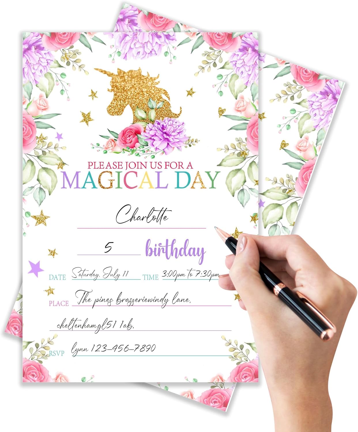 4x6 Magical Birthday Invitations for Girls